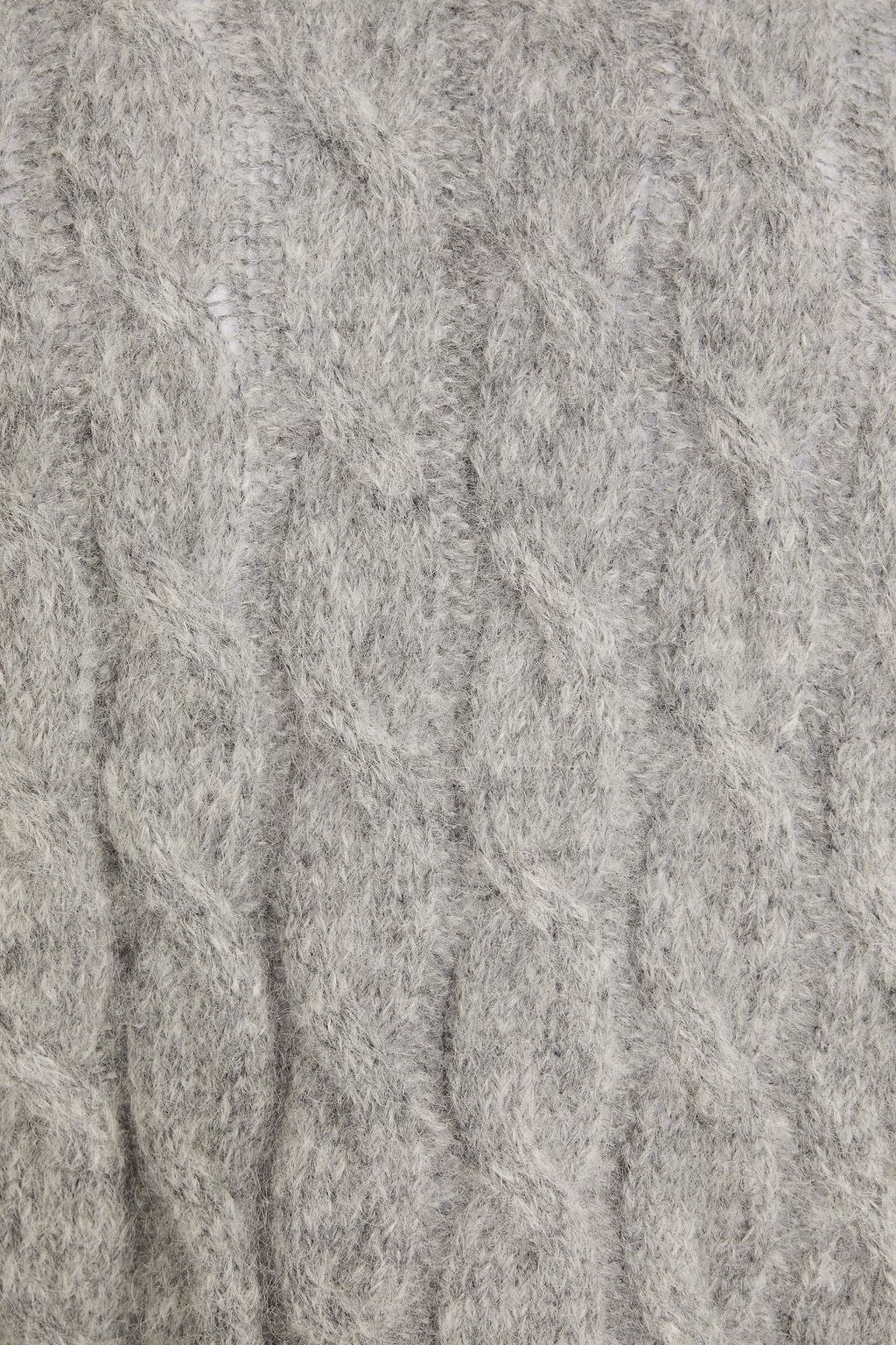 BRUNELLO CUCINELLI Pullover aus einer Woll-Mohairmischung mit Zopfstrickmuster und Zierperlen
