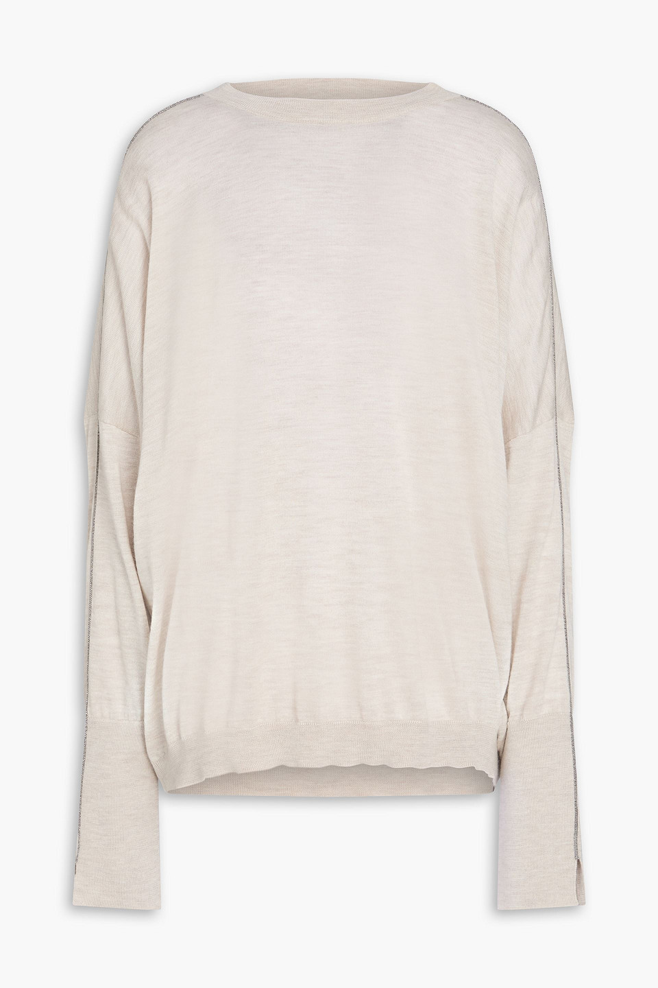 Brunello Cucinelli Bead-embellished Cashmere And Silk-blend Sweater In Multi