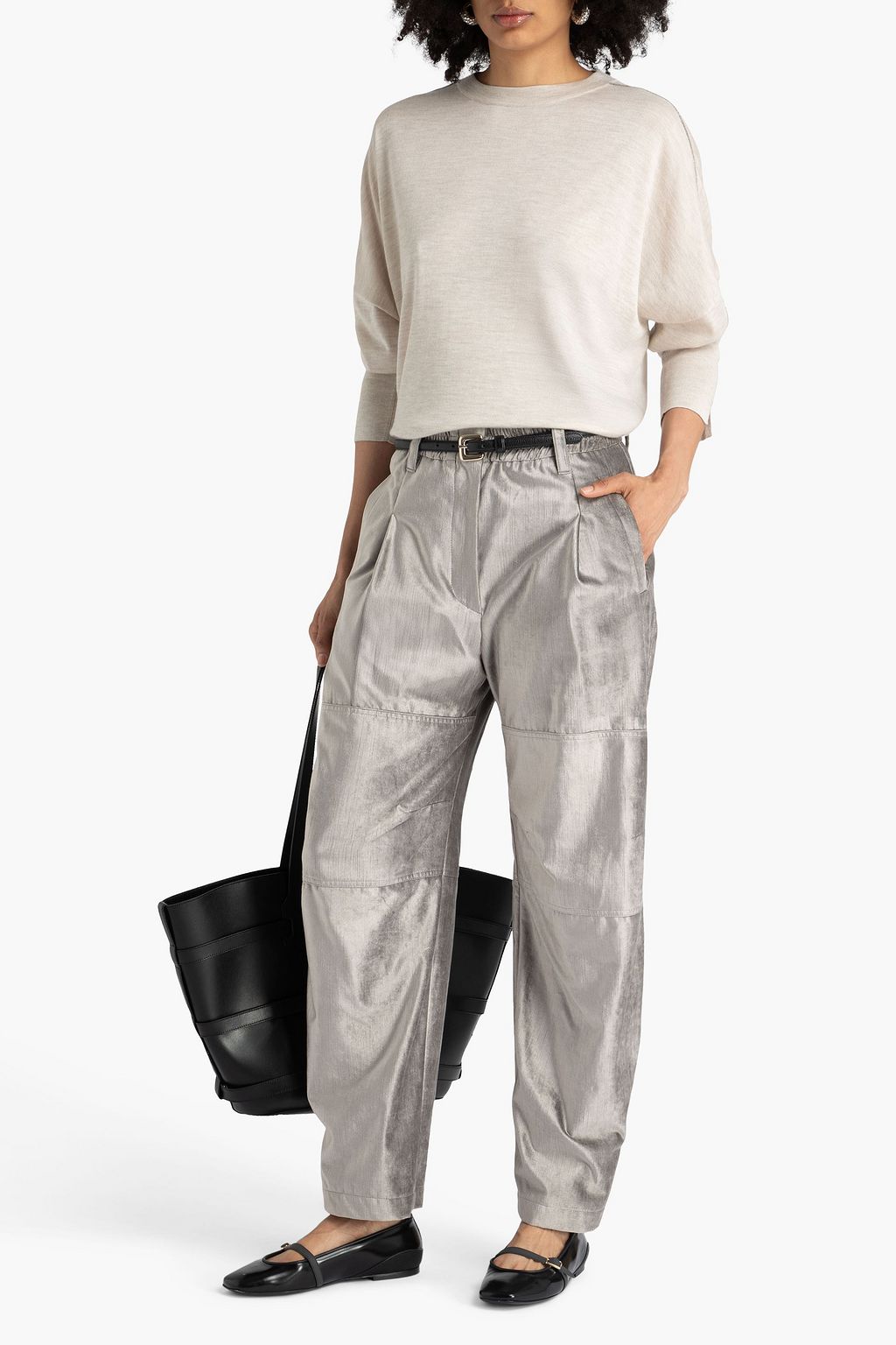 BRUNELLO CUCINELLI Bead-embellished cashmere and silk-blend sweater