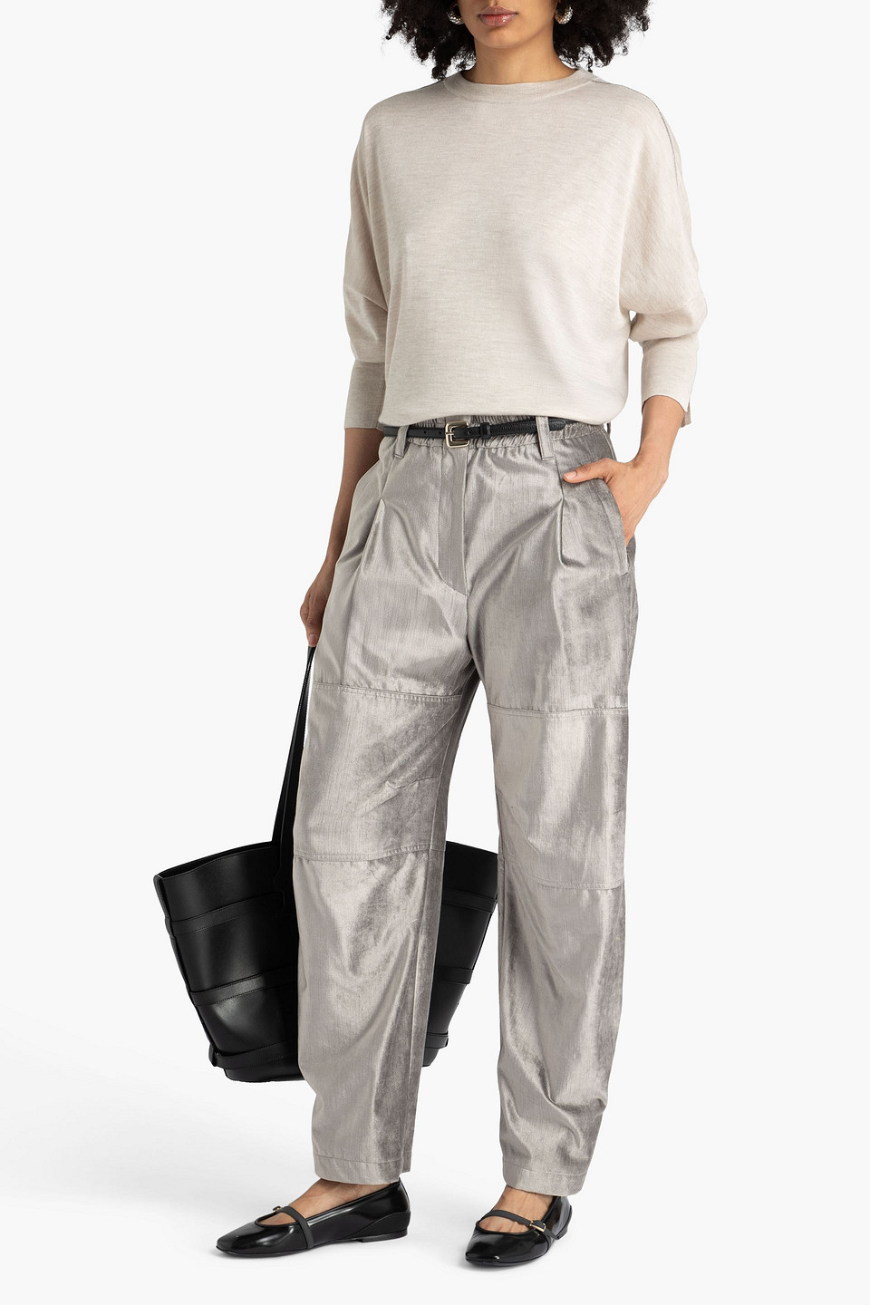 Brunello Cucinelli Bead-embellished Cashmere And Silk-blend Sweater In Multi
