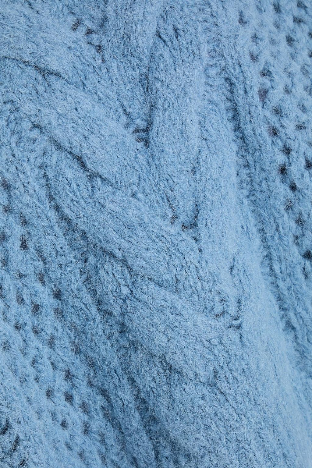BRUNELLO CUCINELLI Bead-embellished pointelle and cable-knit wool-blend sweater