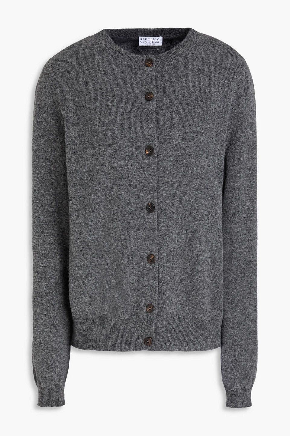 Brunello Cucinelli Mélange Wool, Cashmere And Silk-blend Cardigan In Gray