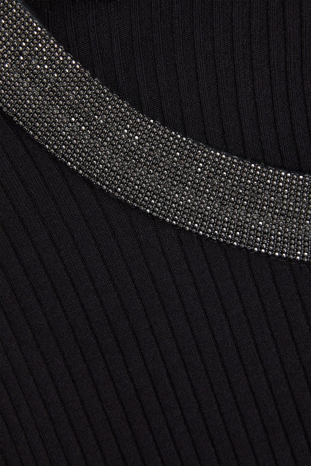 BRUNELLO CUCINELLI Bead-embellished ribbed cotton-blend jersey top