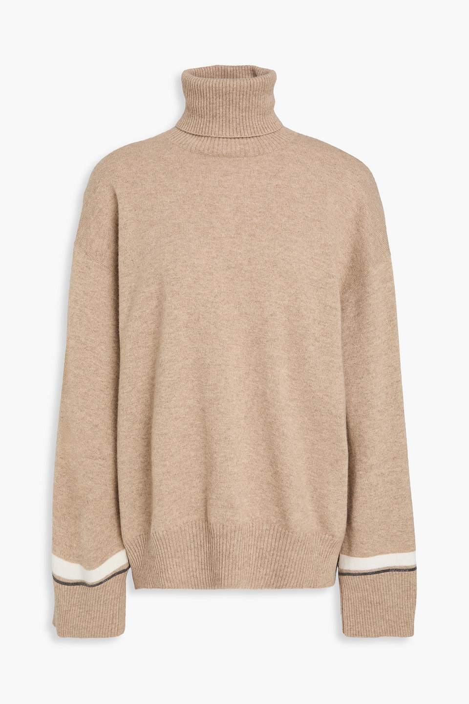 Brunello Cucinelli Rollkragenpullover Aus Kaschmir Mit Zierperlen In Neutral