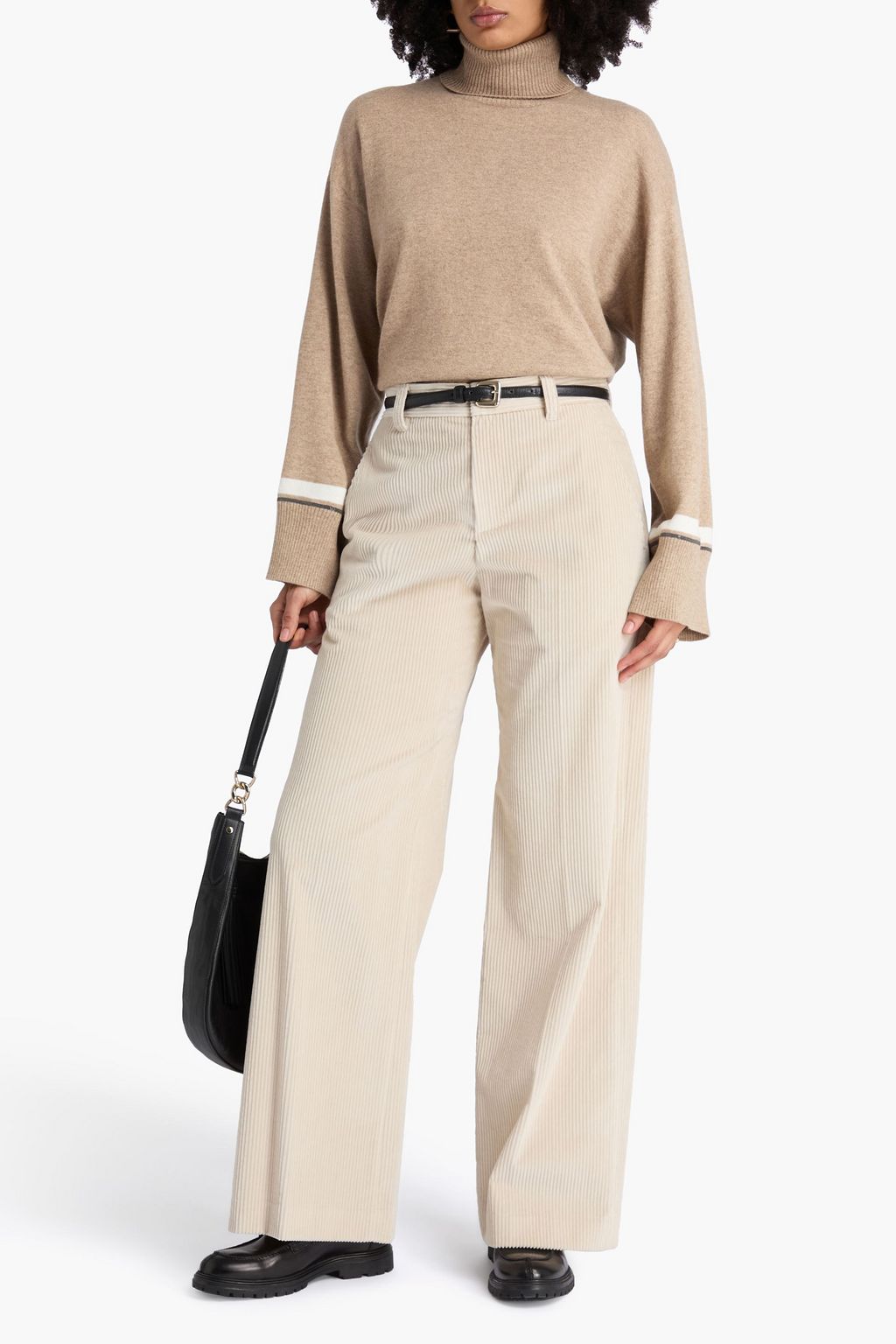 BRUNELLO CUCINELLI Bead-embellished cashmere turtleneck sweater