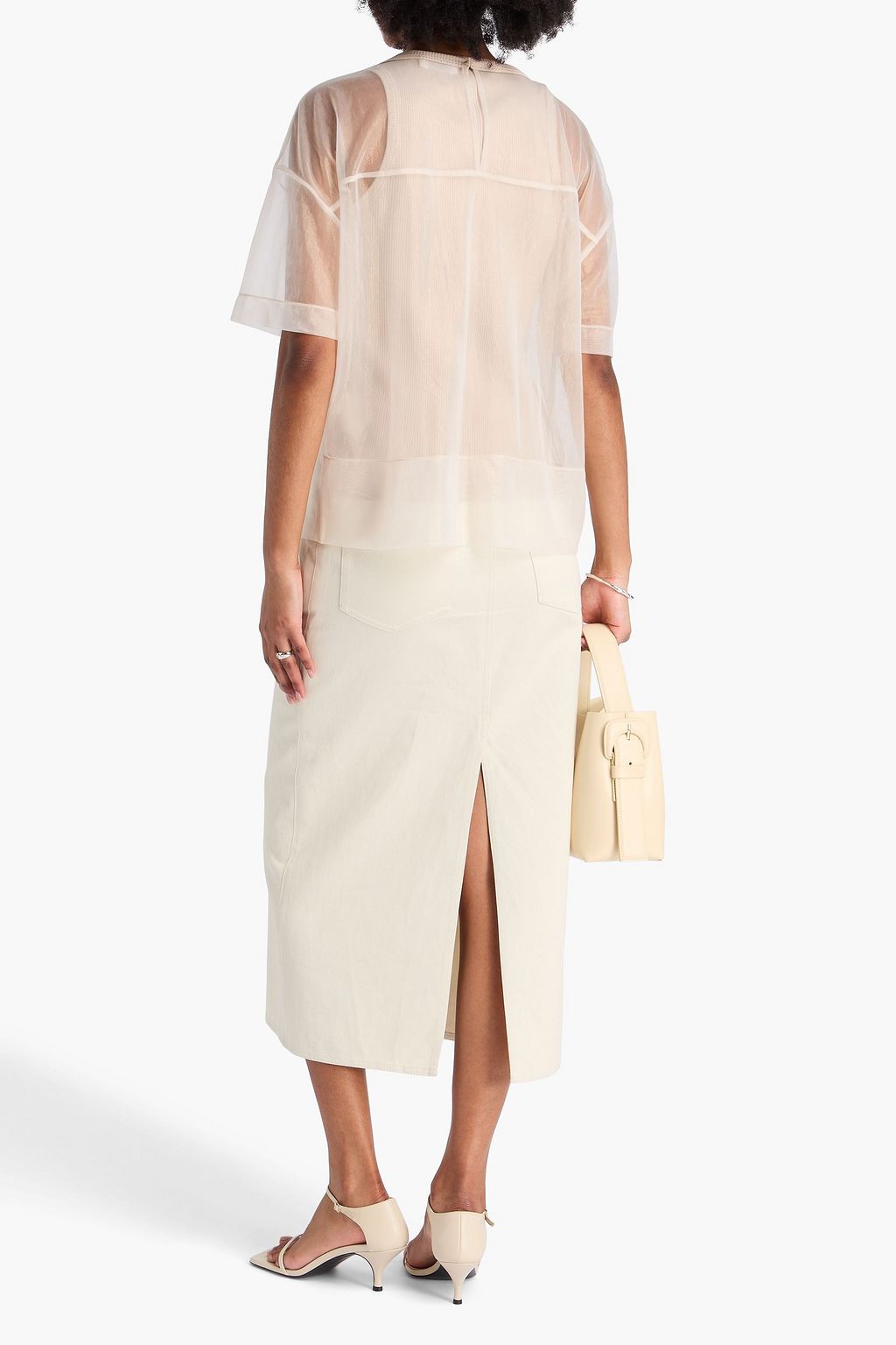 BRUNELLO CUCINELLI 메탈릭 코튼 혼방 오간자 탑