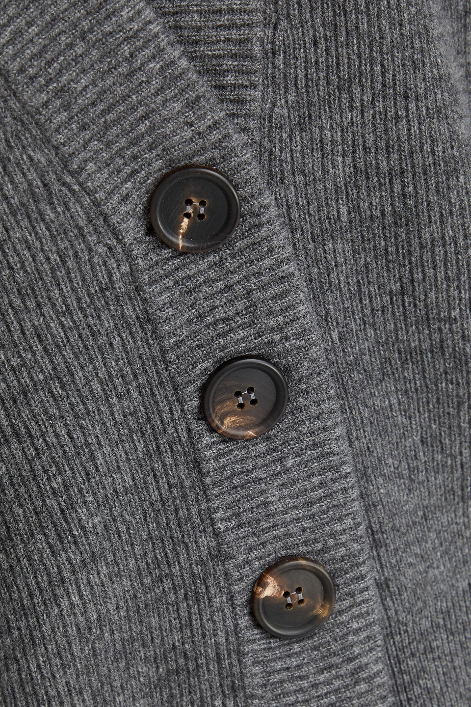 Brunello Cucinelli Ribbed Cashmere Cardigan In Gray