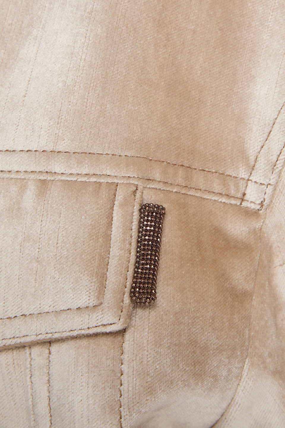 Brunello Cucinelli Bead-embellished Cotton-blend Velvet Jacket In Neutral
