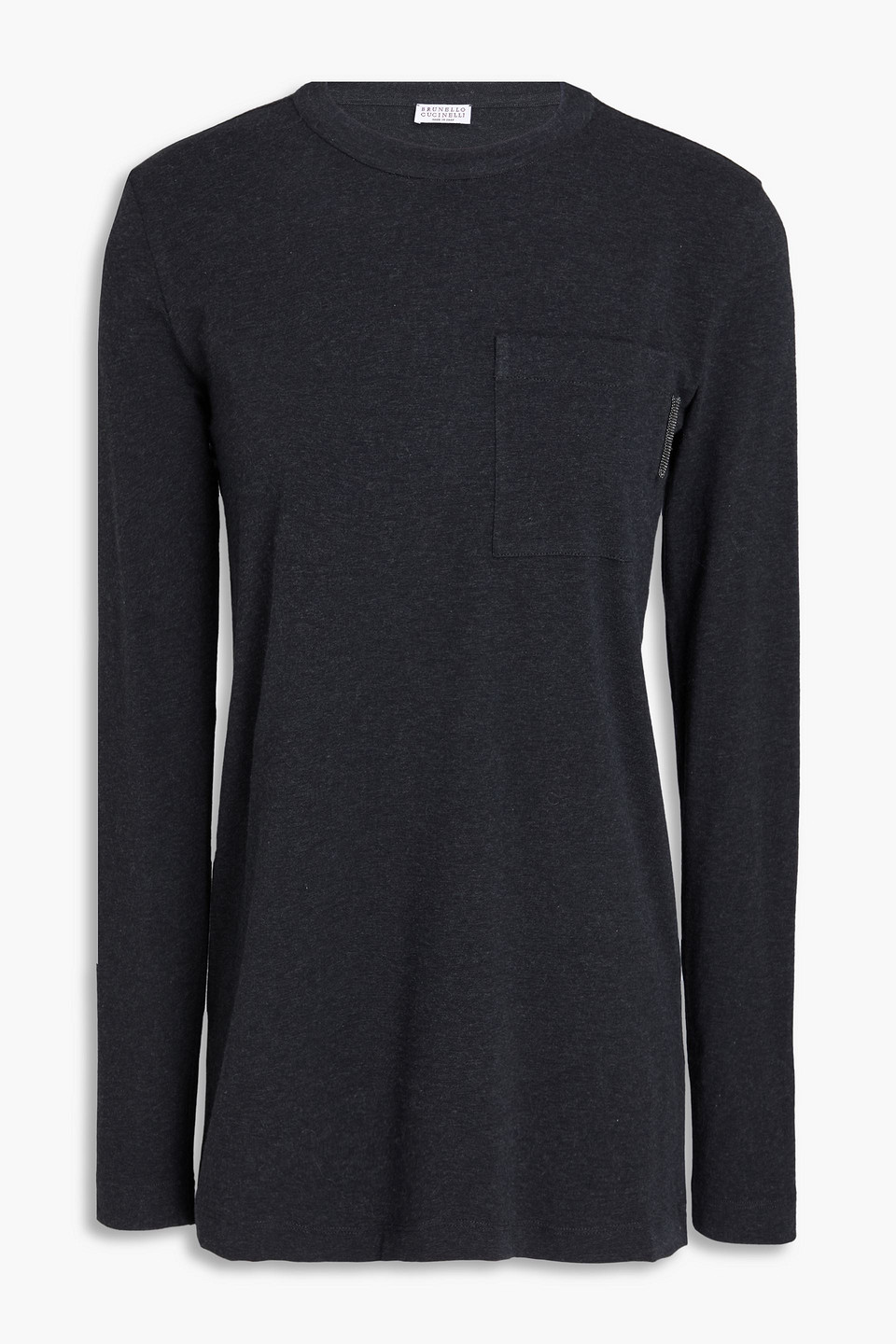 Bead-embellished cotton-blend jersey top