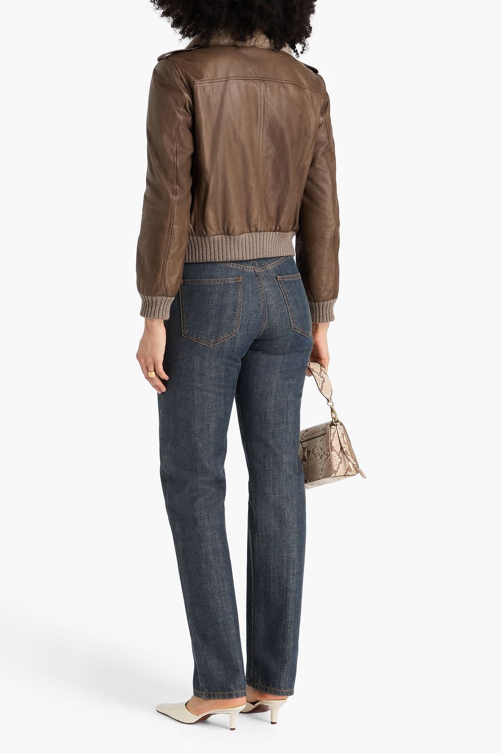 BRUNELLO CUCINELLI Bead-embellished leather jacket