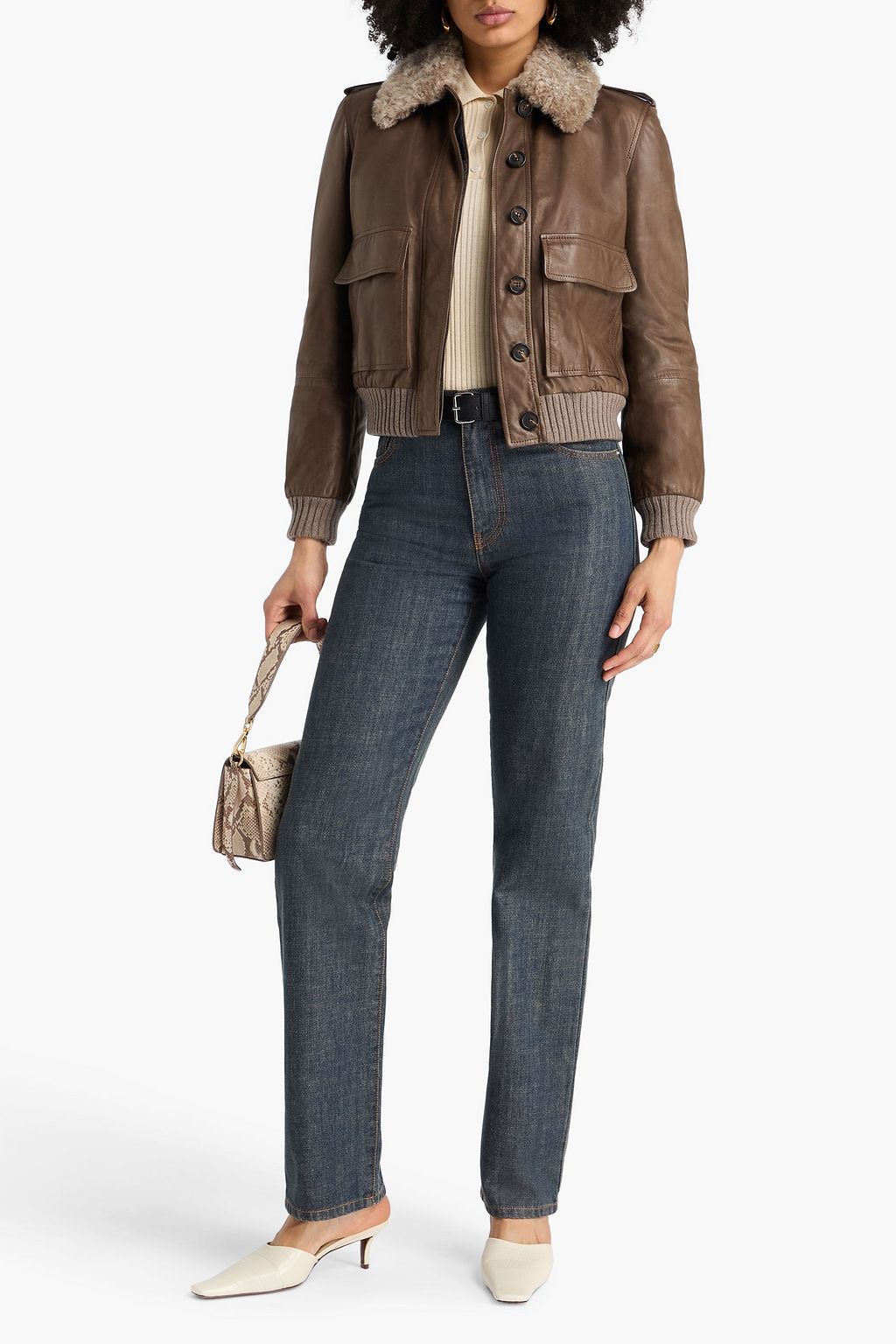 BRUNELLO CUCINELLI Bead-embellished leather jacket