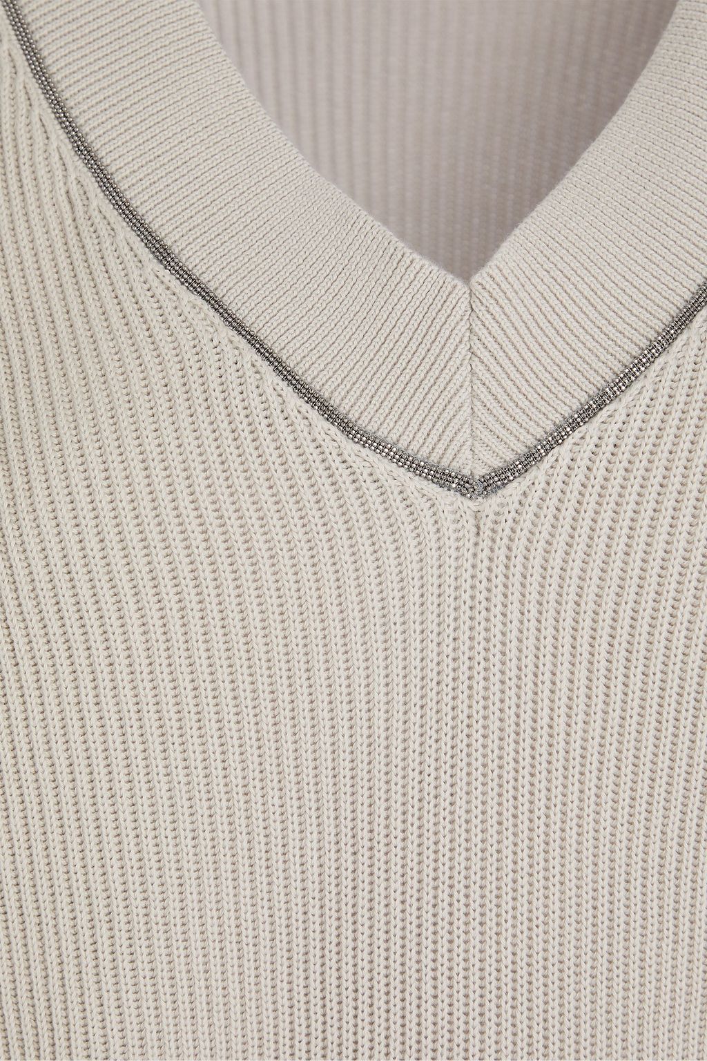 BRUNELLO CUCINELLI Bead-embellished ribbed cotton sweater