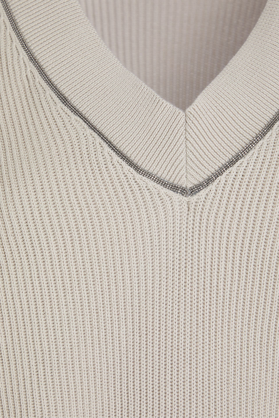 Brunello Cucinelli Bead-embellished Ribbed Cotton Sweater In Animal Print