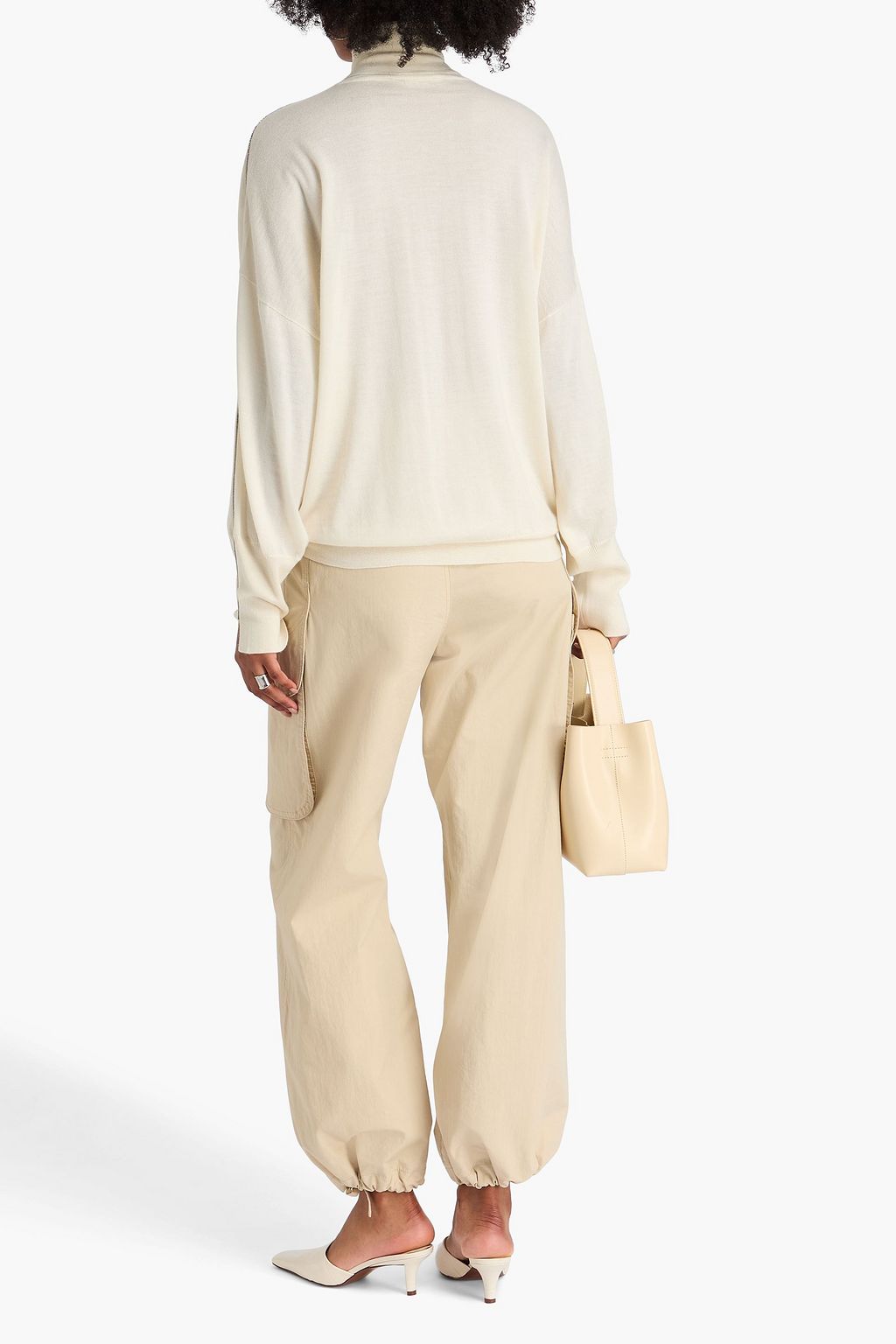 BRUNELLO CUCINELLI カシミヤ&シルク混 タートルネックセーター ビーズ付き