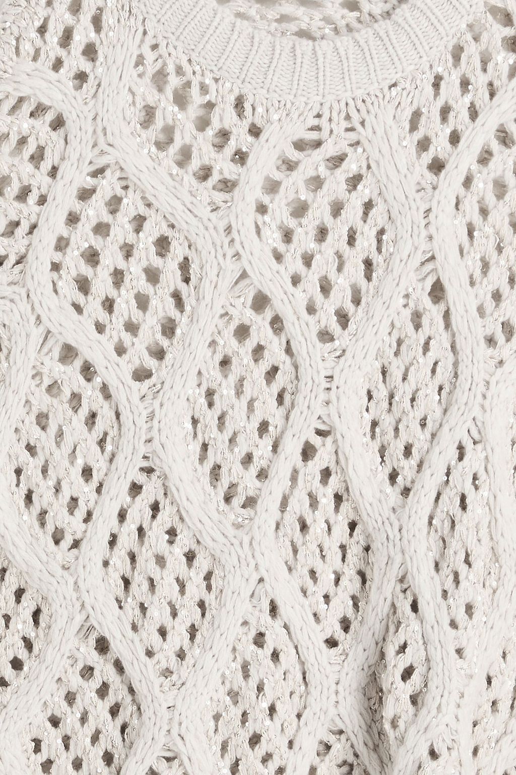 BRUNELLO CUCINELLI Sequin-embellished open-knit cashmere sweater