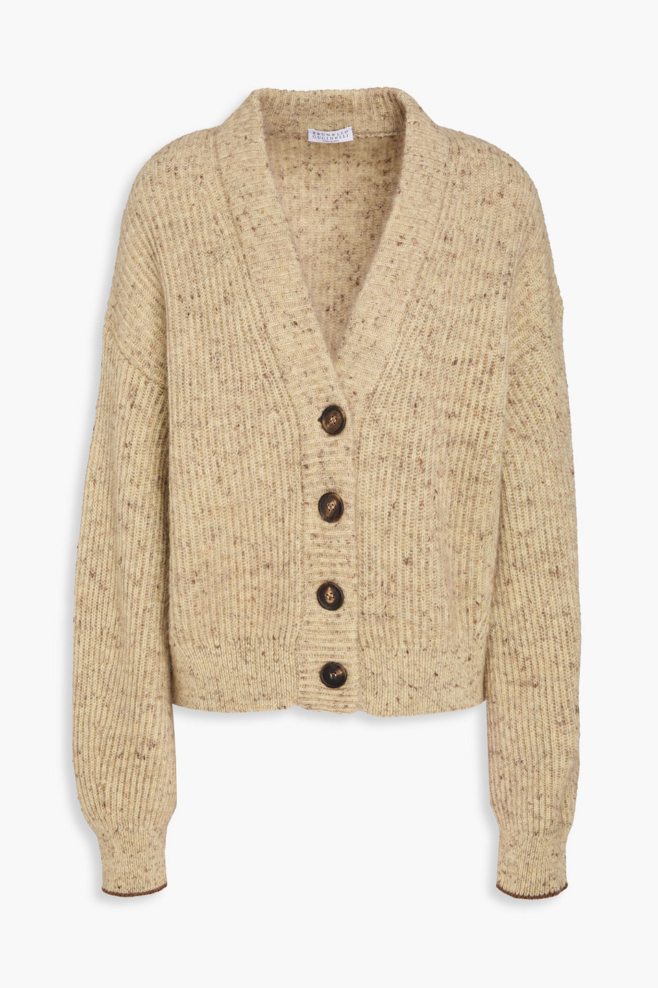 Brunello Cucinelli Donegal Wool-blend Cardigan In Sand