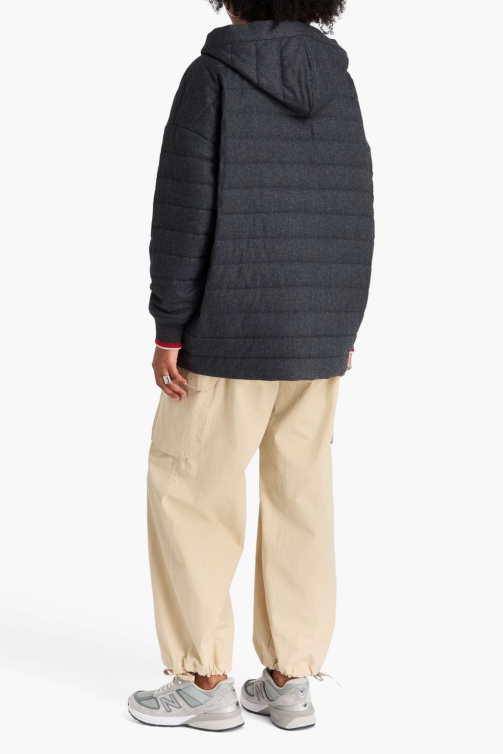 BRUNELLO CUCINELLI Bead-embellished quilted wool-felt hooded jacket