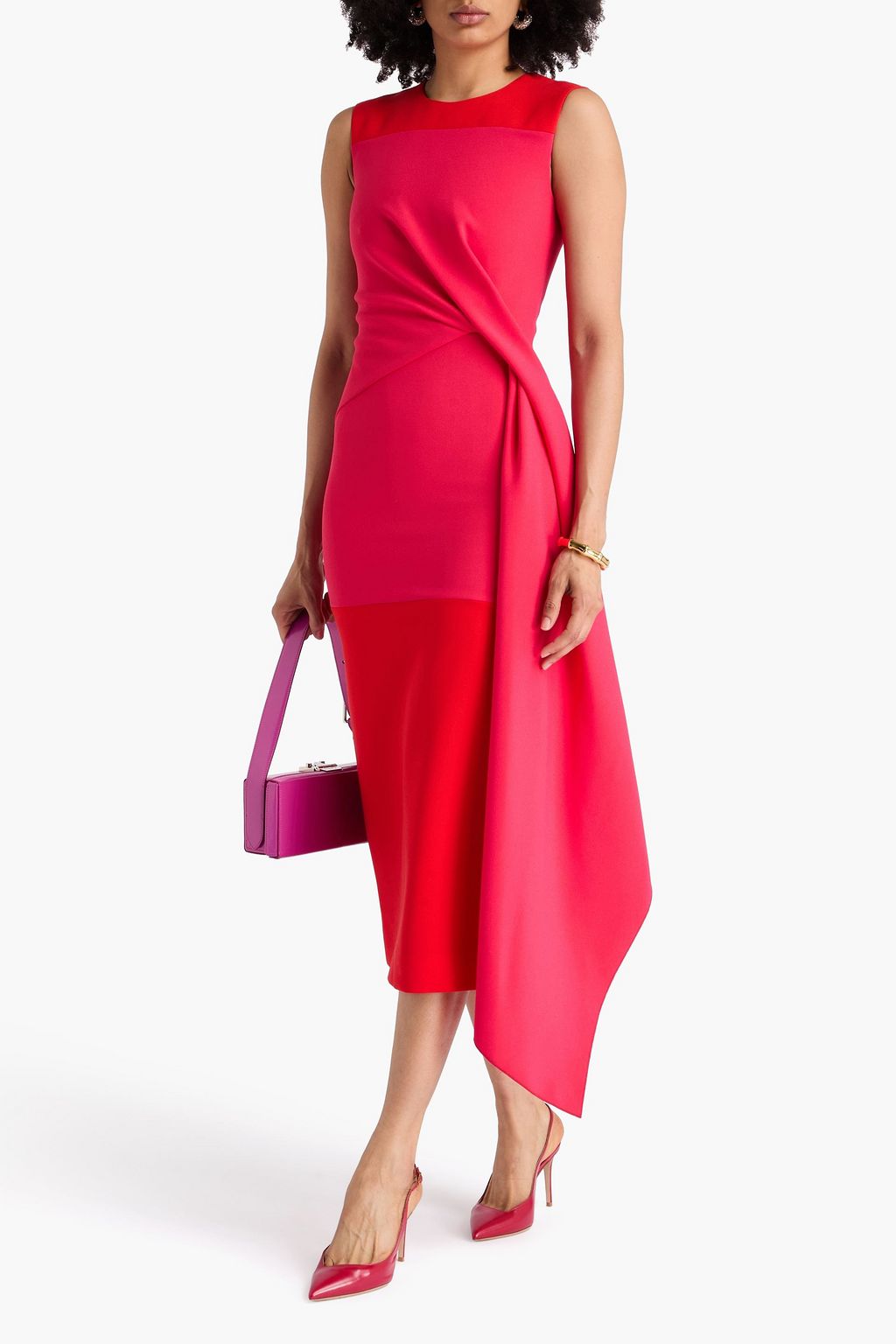 ROKSANDA Sivanna draped two-tone crepe midi dress