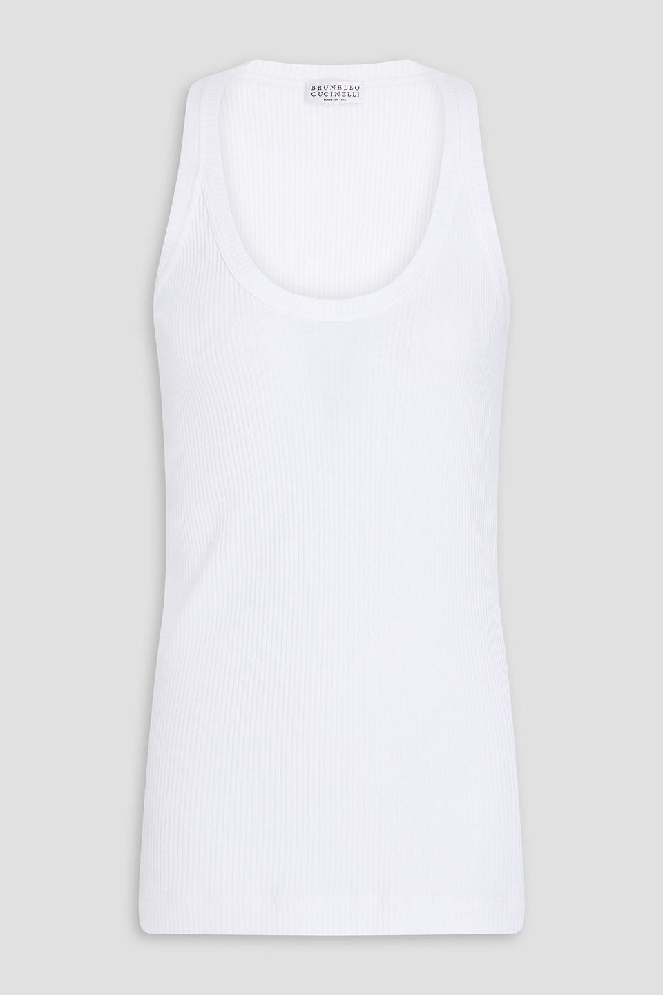 Brunello Cucinelli Tanktop Aus Baumwoll-jersey Mit Zierperlen In White