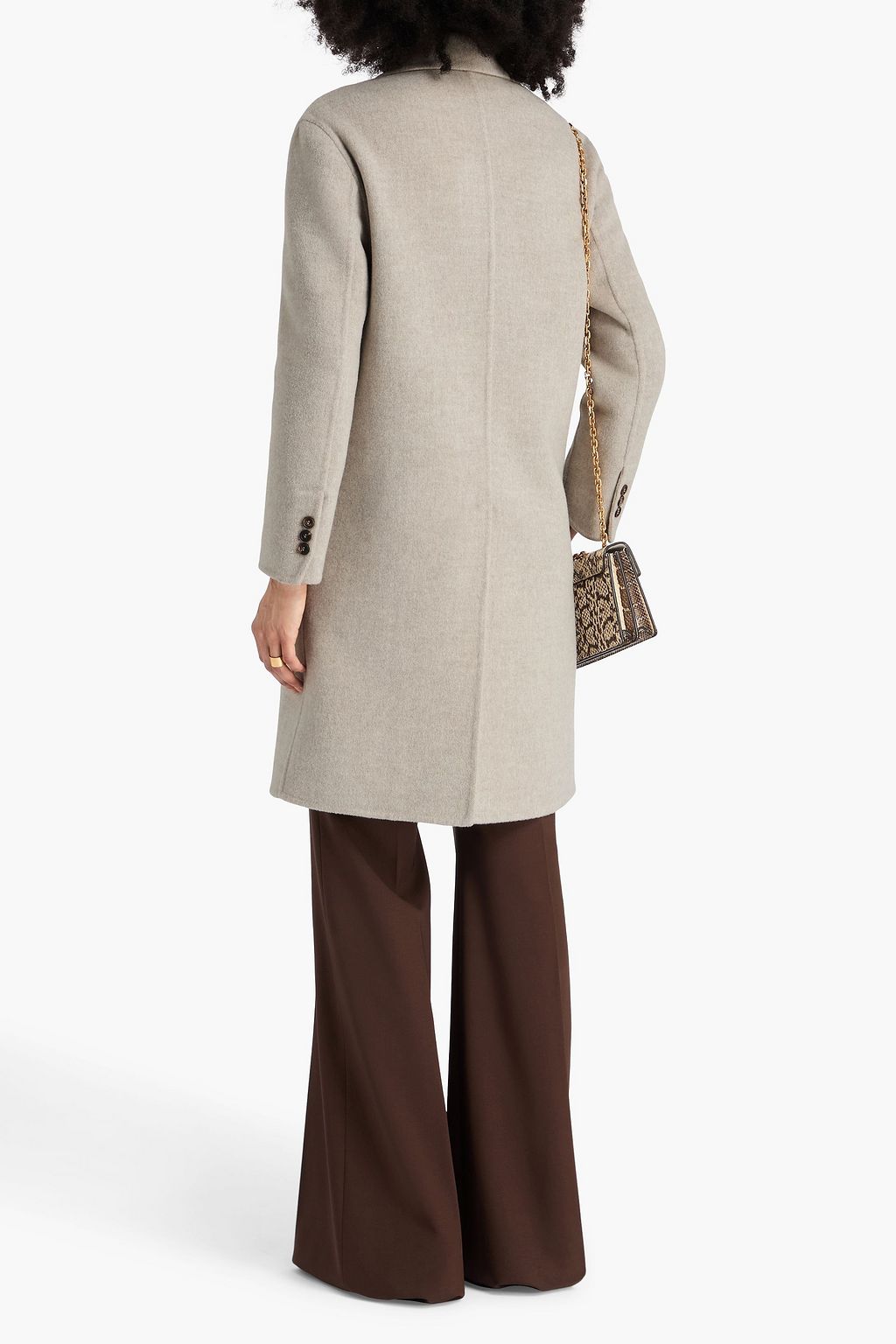 BRUNELLO CUCINELLI Bead-embellished double-breasted wool and cashmere-blend coat