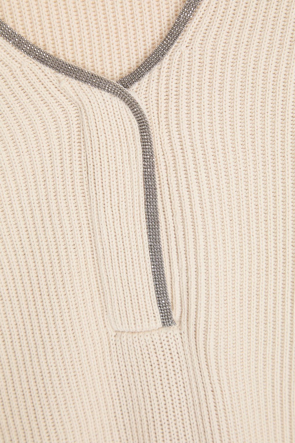BRUNELLO CUCINELLI Bead-embellished ribbed cotton sweater
