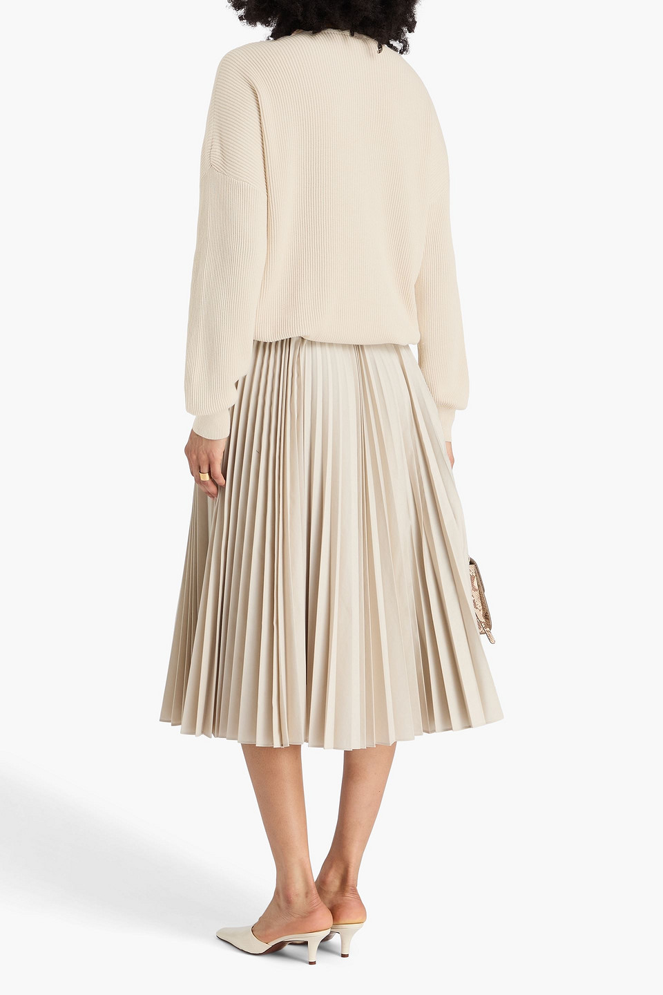 Brunello Cucinelli Bead-embellished Ribbed Cotton Sweater In Multi