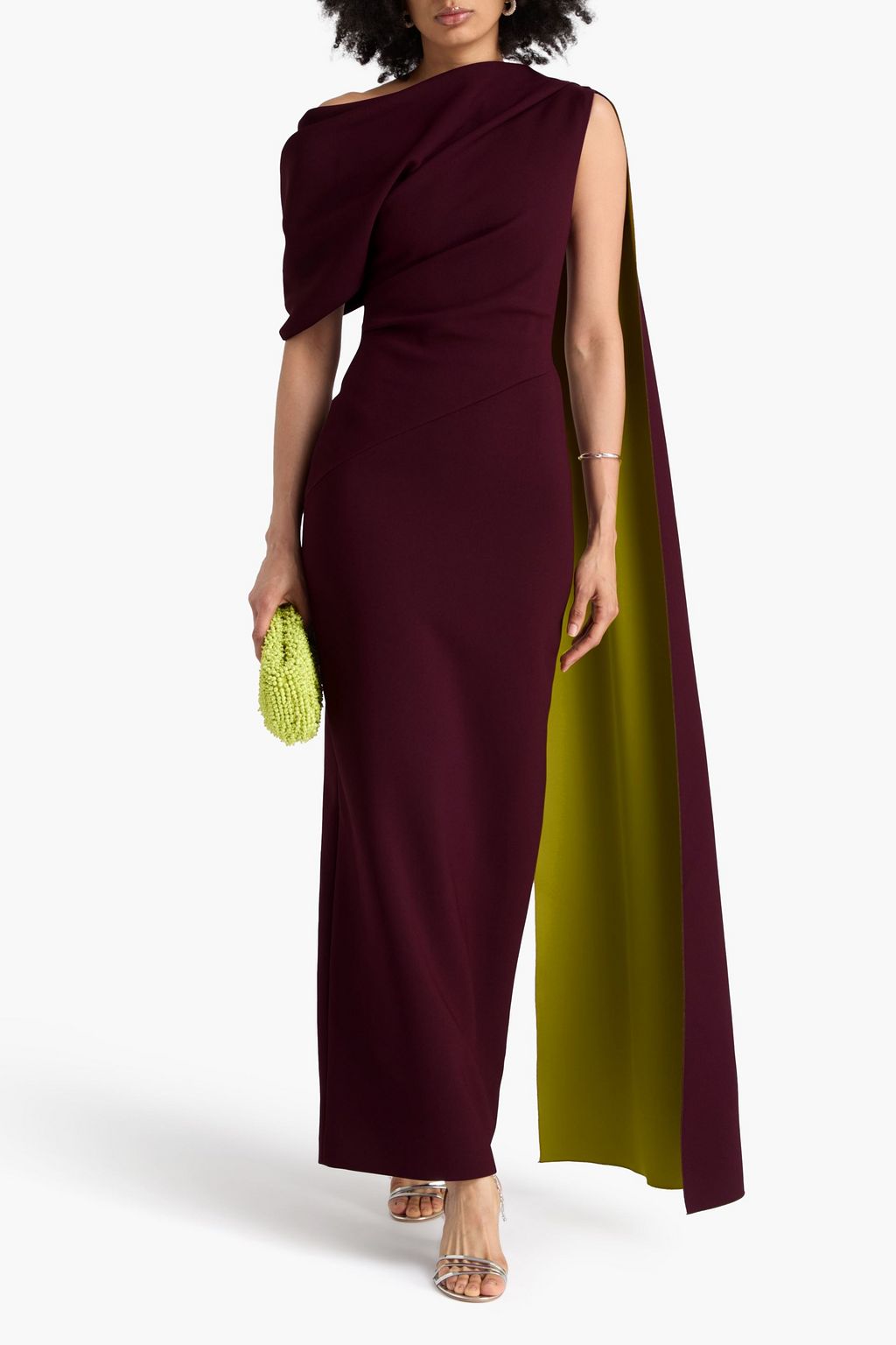 ROKSANDA クレープ ロングドレス ドレープ入り バイカラー