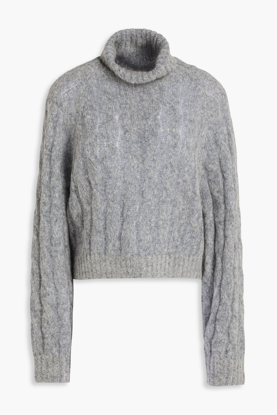 Brunello Cucinelli Bead-embellished Wool And Mohair-blend Turtleneck Sweater In Gray