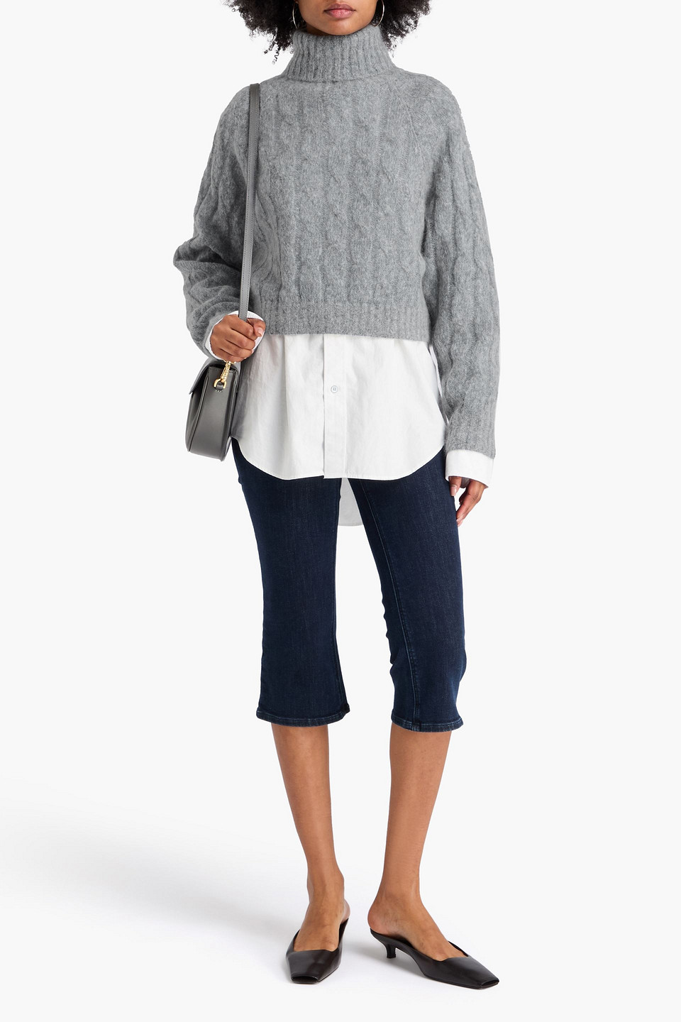 Brunello Cucinelli Bead-embellished Wool And Mohair-blend Turtleneck Sweater In Gray