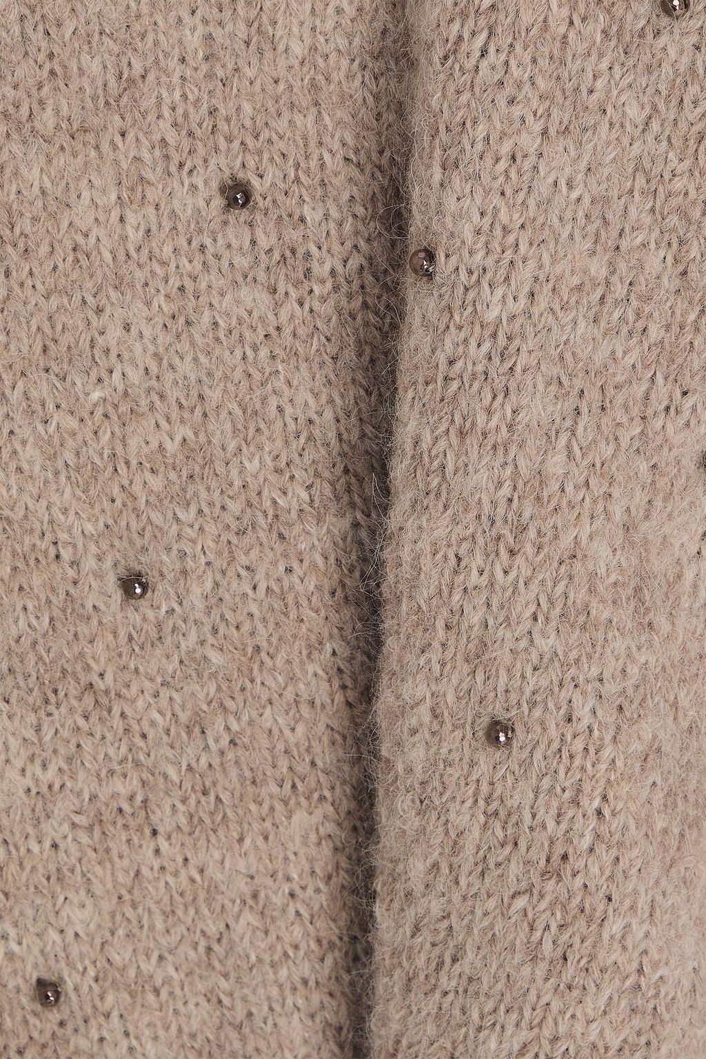 BRUNELLO CUCINELLI ウール混 クロップド タートルネックセーター ビーズ付き