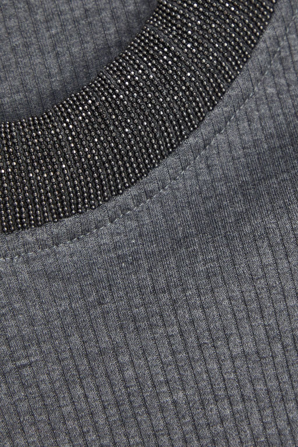 BRUNELLO CUCINELLI Bead-embellished ribbed cotton-blend sweater
