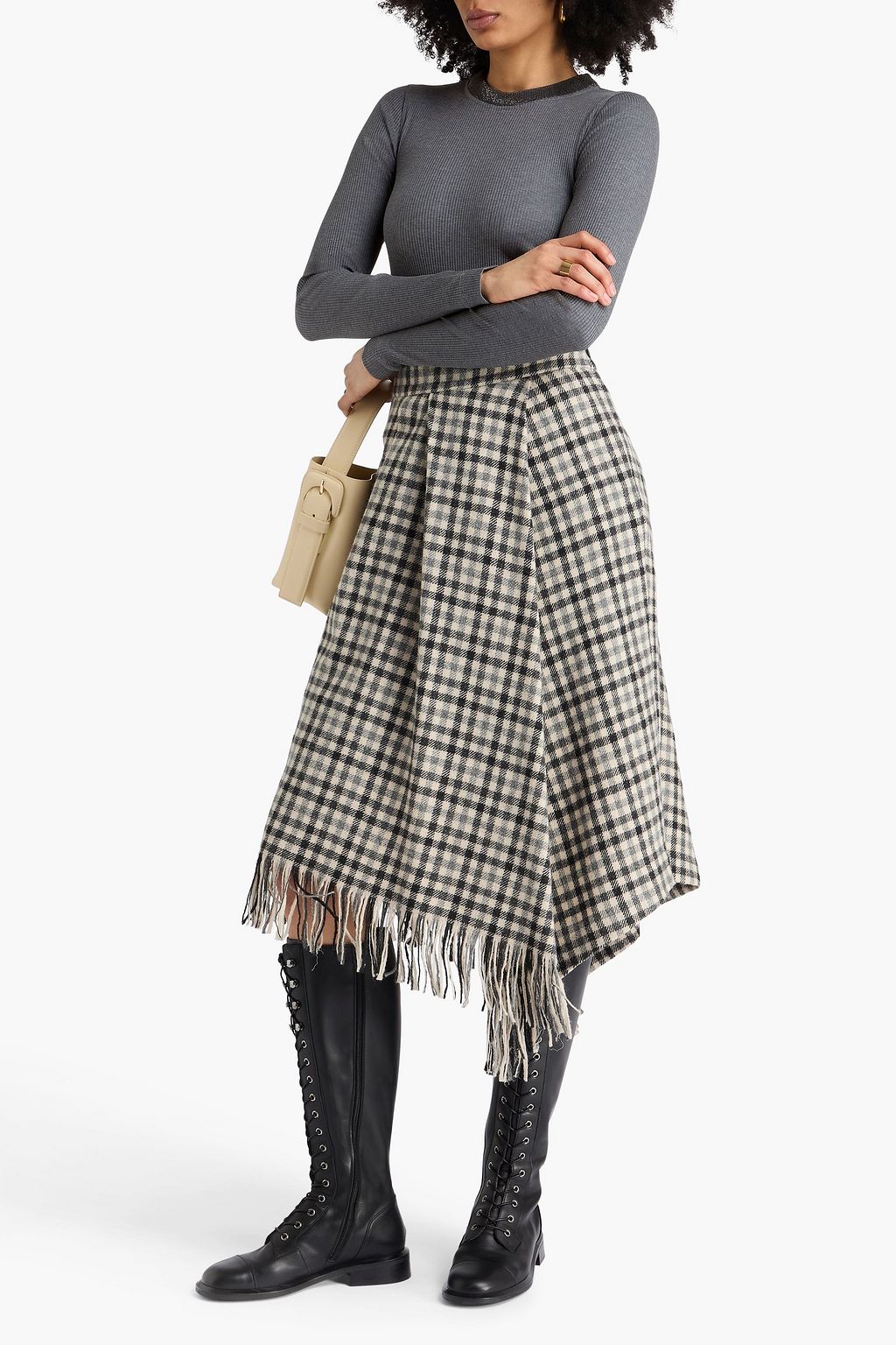 BRUNELLO CUCINELLI Bead-embellished ribbed cotton-blend sweater