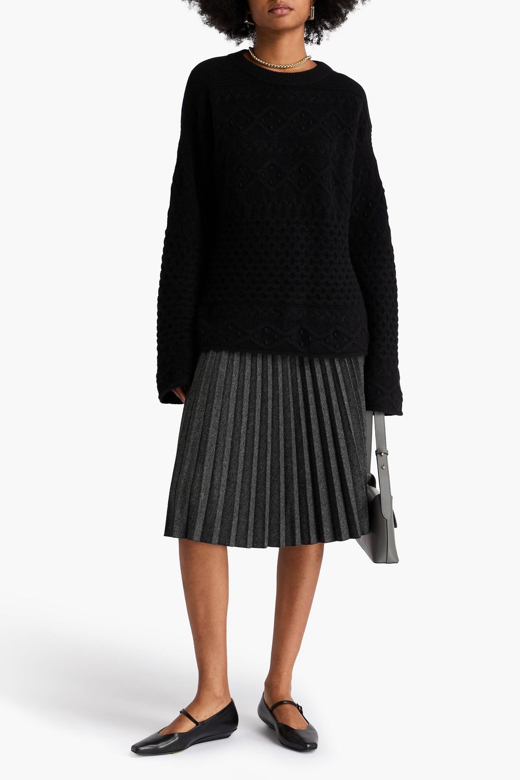 LOULOU STUDIO Omaha Pullover aus einer Wollmischung mit Zopfstrickmuster