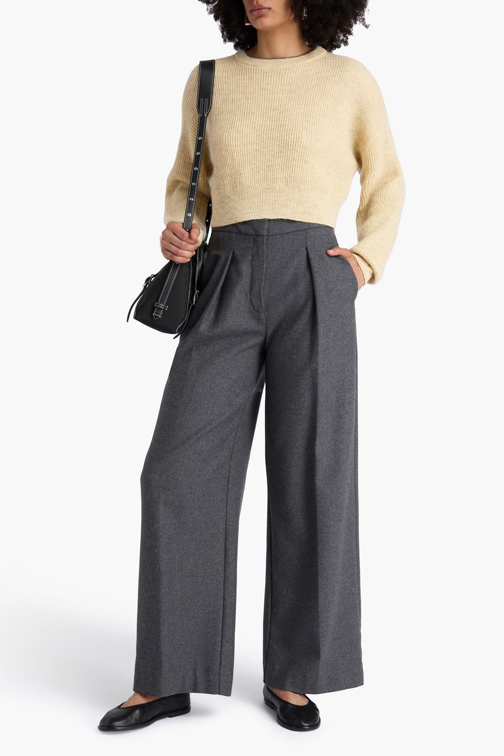 BRUNELLO CUCINELLI リブ編みモヘア混 クロップドセーター