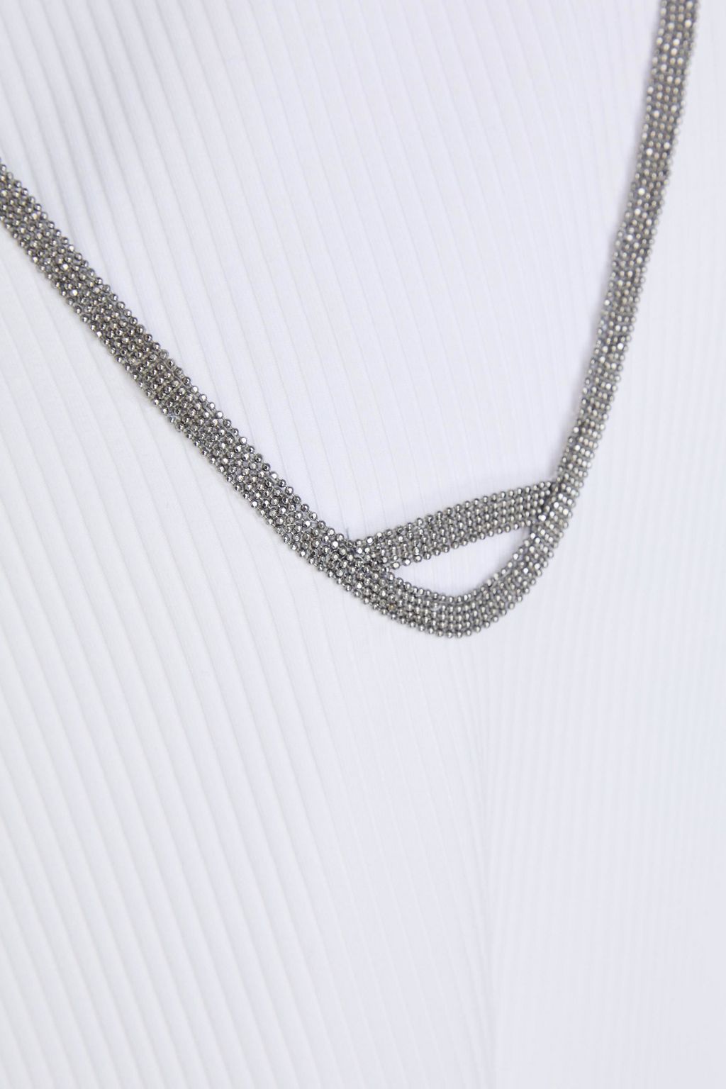 BRUNELLO CUCINELLI Bead-embellished ribbed cotton-blend jersey top