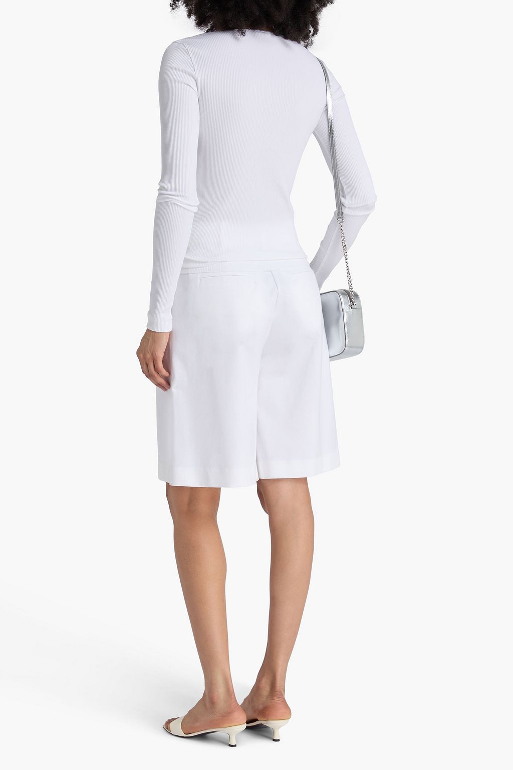 BRUNELLO CUCINELLI Bead-embellished ribbed cotton-blend jersey top