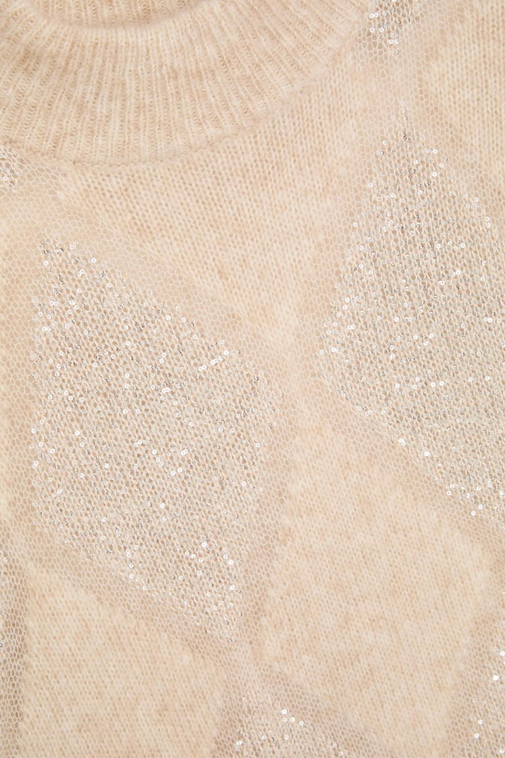 BRUNELLO CUCINELLI Sequin-embellished argyle wool and mohair-blend turtleneck sweater