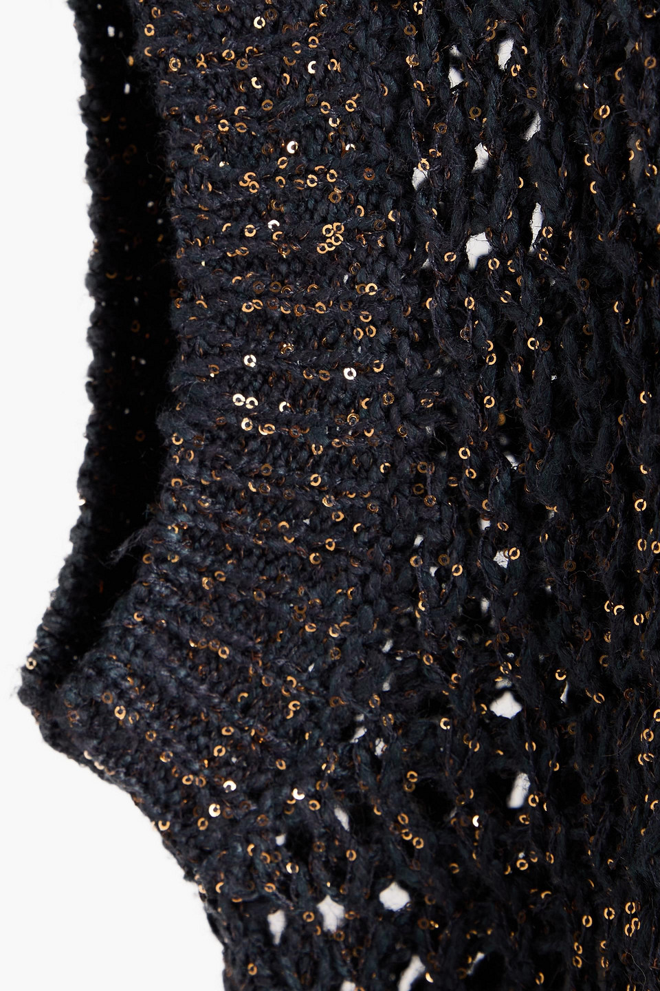 Brunello Cucinelli Sequin-embellished Open-knit Vest In Gray