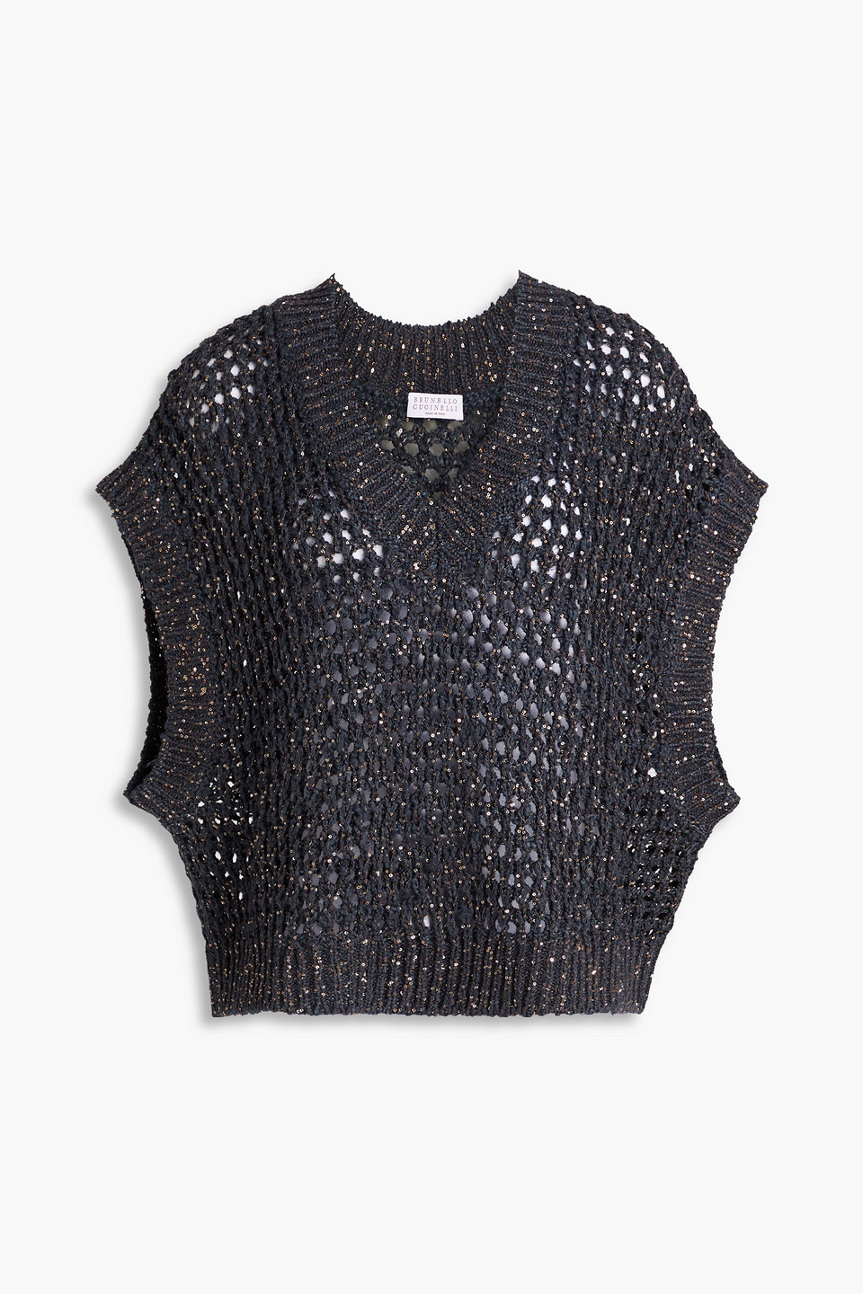 Brunello Cucinelli Sequin-embellished Open-knit Vest