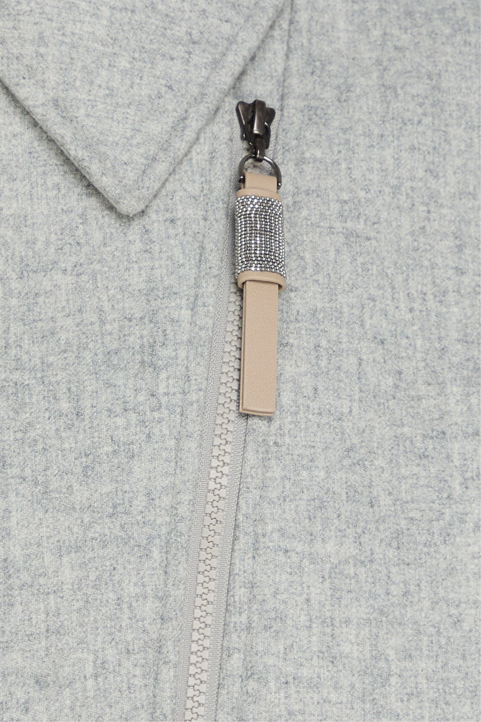 Brunello Cucinelli Bead-embellished Wool And Cashmere-blend Jacket In Gray