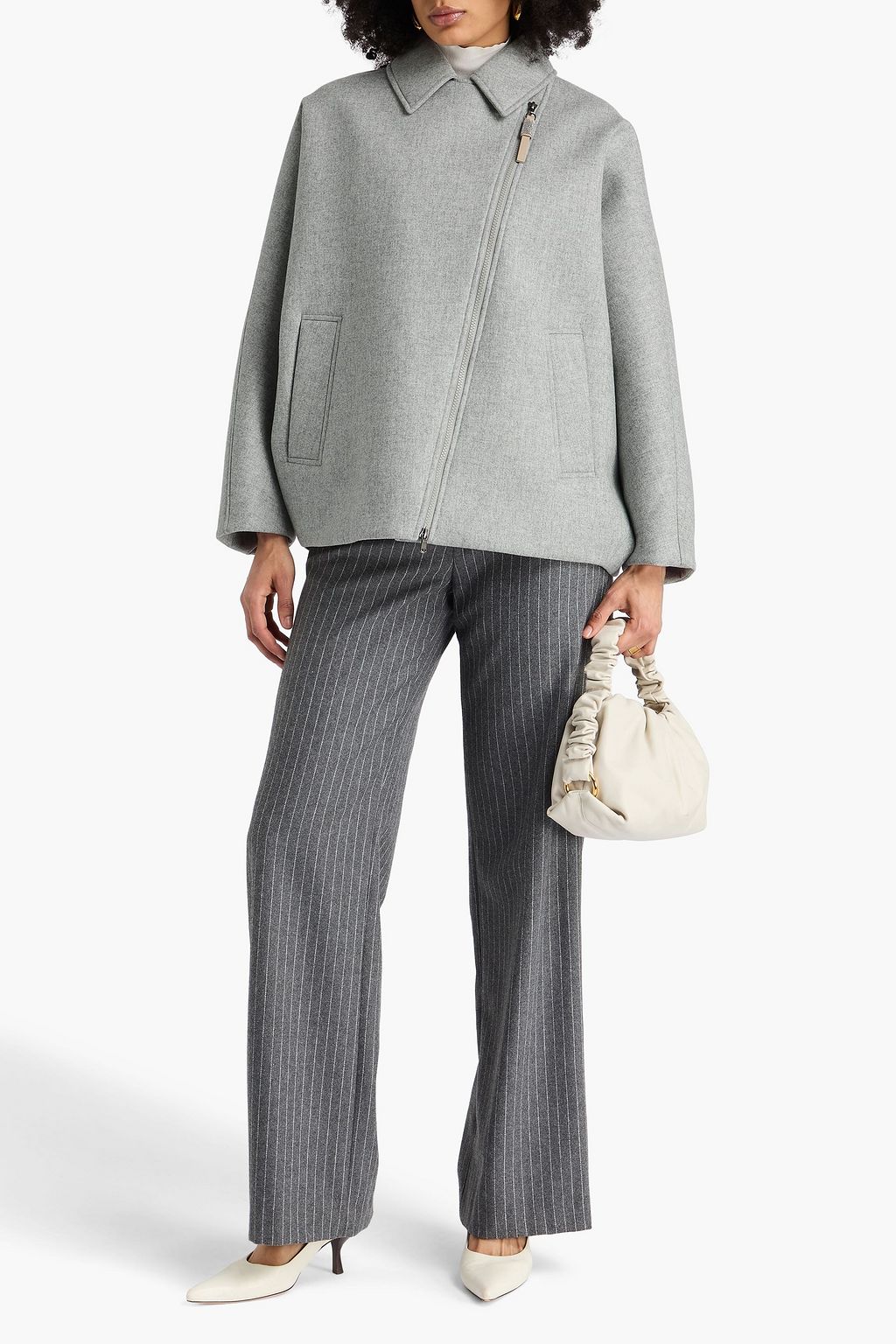 BRUNELLO CUCINELLI Bead-embellished wool and cashmere-blend coat