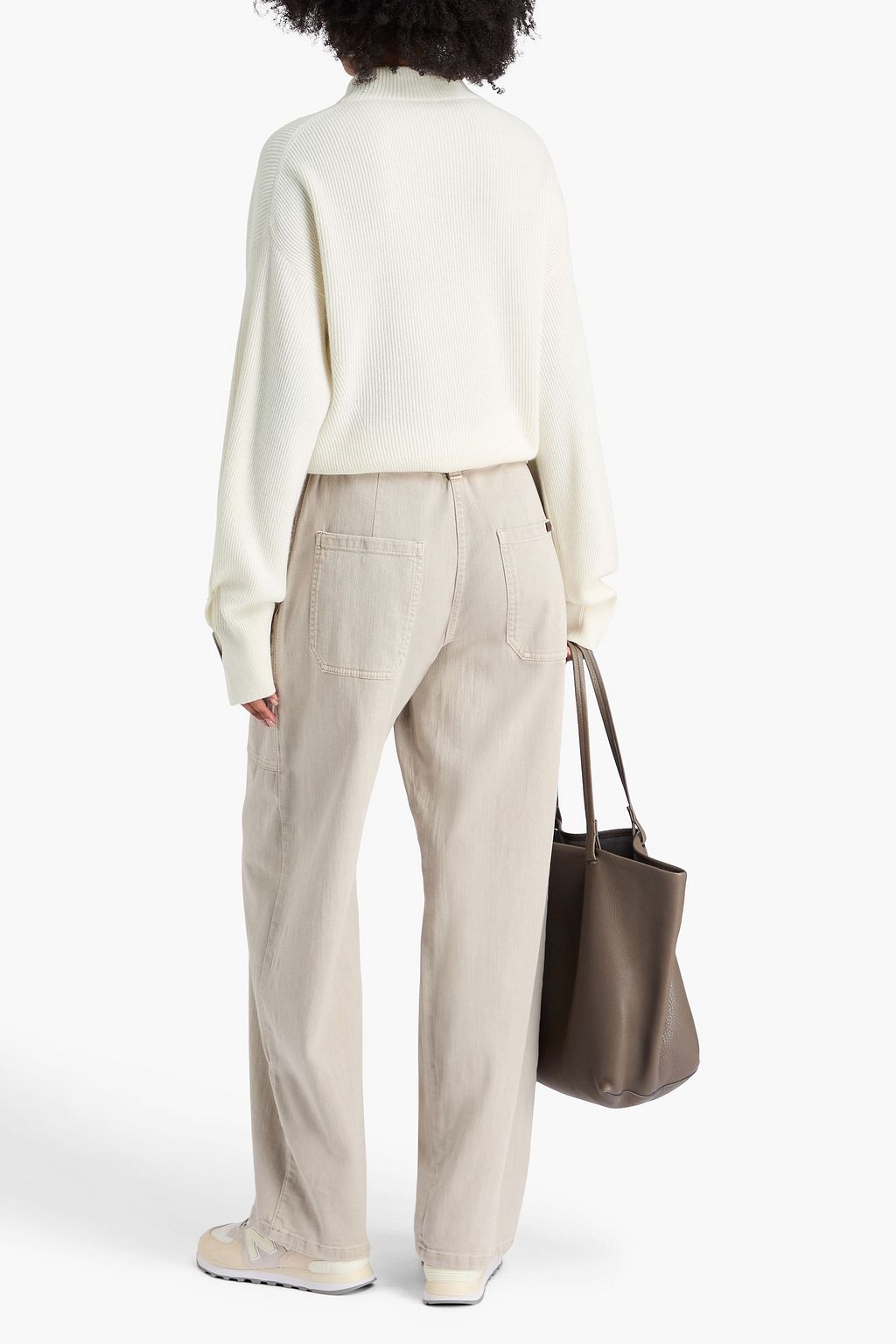 BRUNELLO CUCINELLI Rollkragenpullover aus geripptem Kaschmir mit Zierperlen