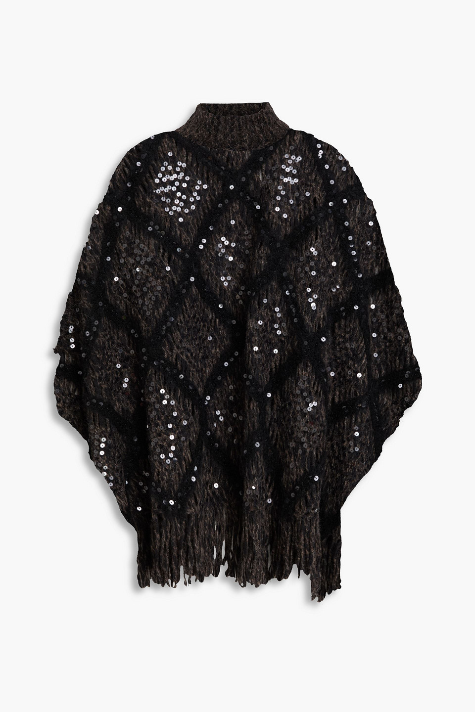 Brunello Cucinelli Sequin-embellished Wool-blend Turtleneck Sweater In Gray