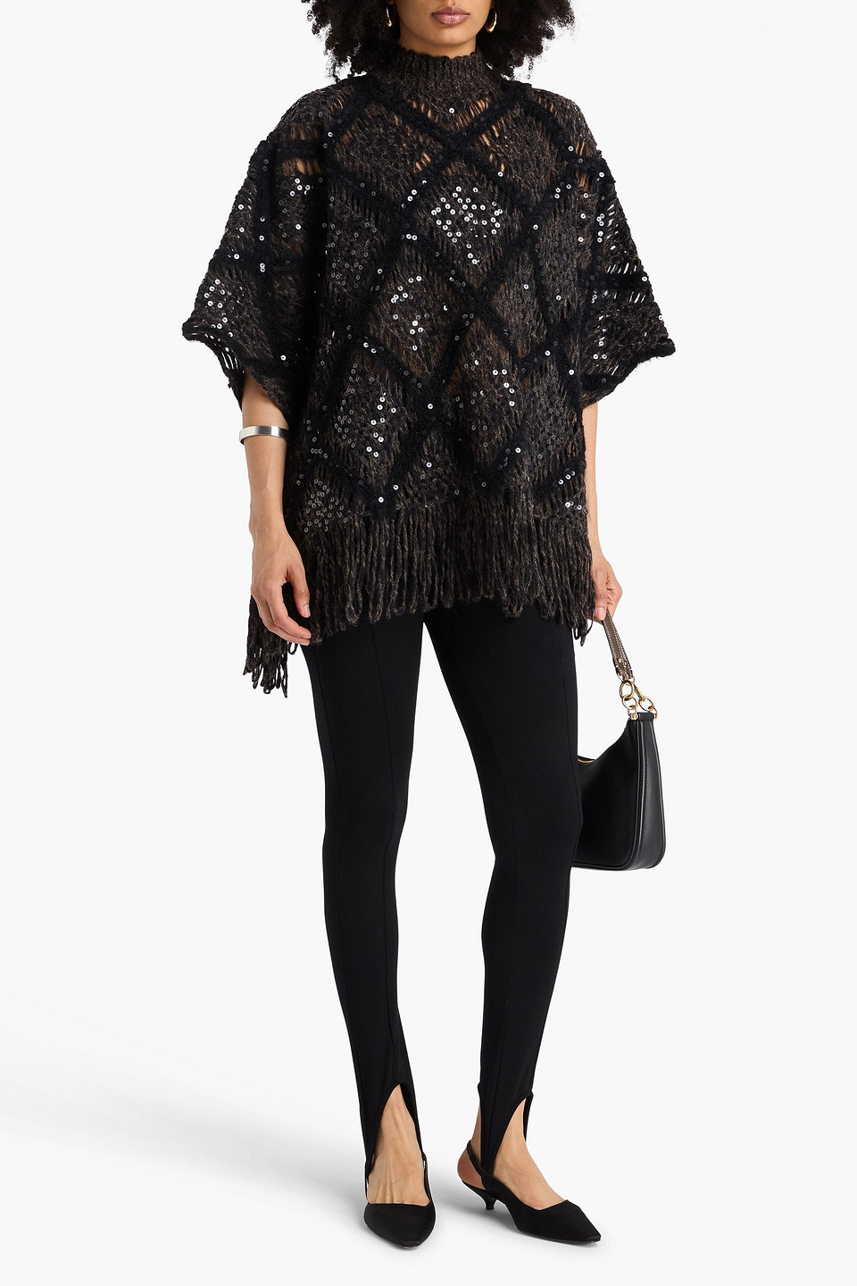 Brunello Cucinelli Sequin-embellished Wool-blend Turtleneck Sweater In Gray
