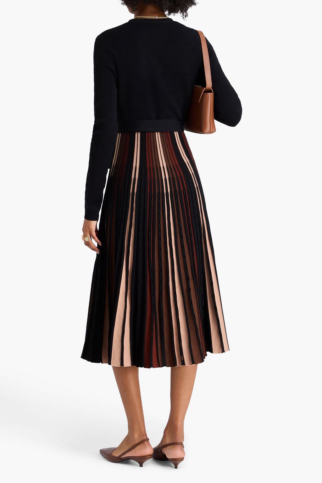 DIANE VON FURSTENBERG Ollie wrap-effect striped ribbed and jacquard-knit midi dress