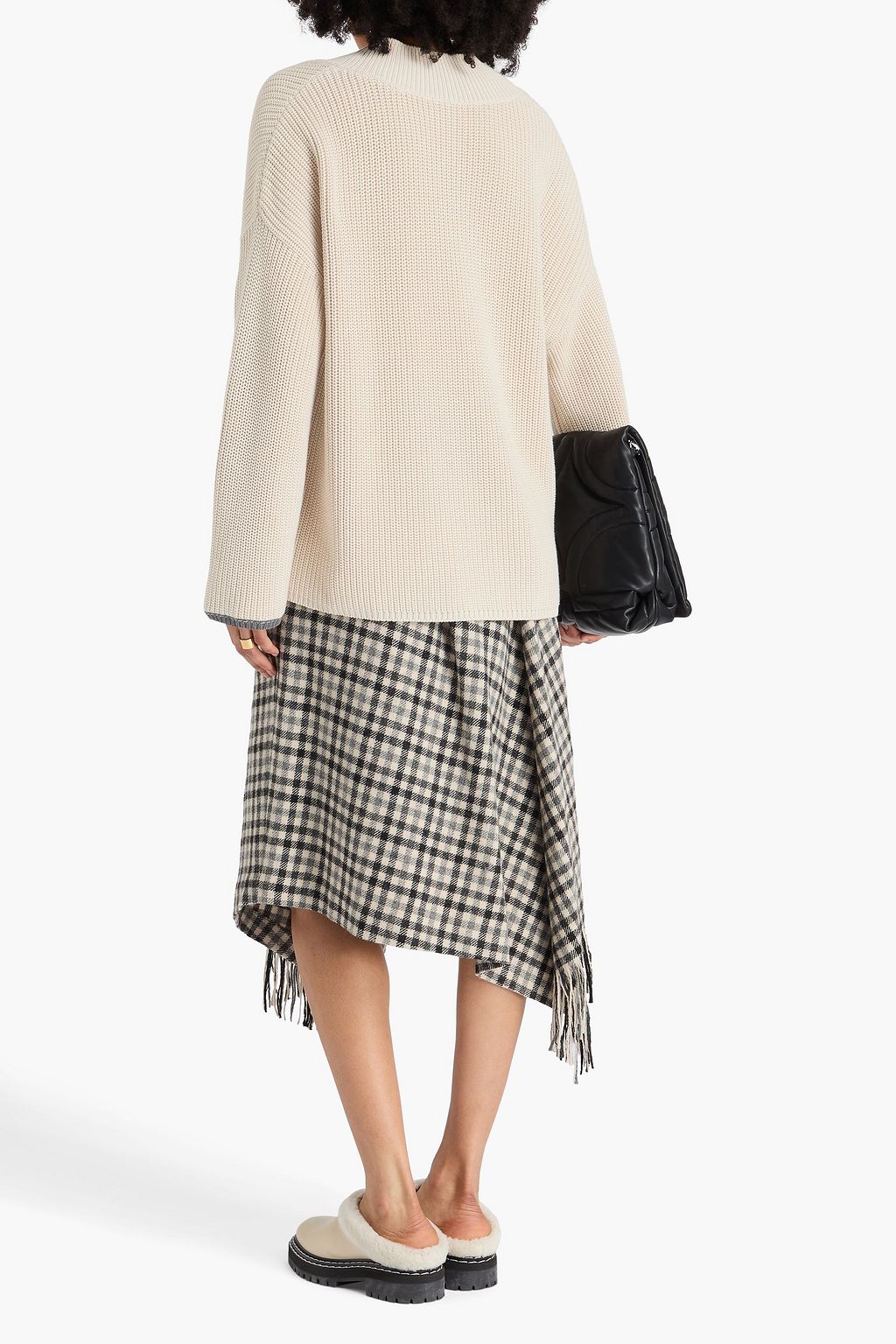 BRUNELLO CUCINELLI Bead-embellished ribbed cotton sweater