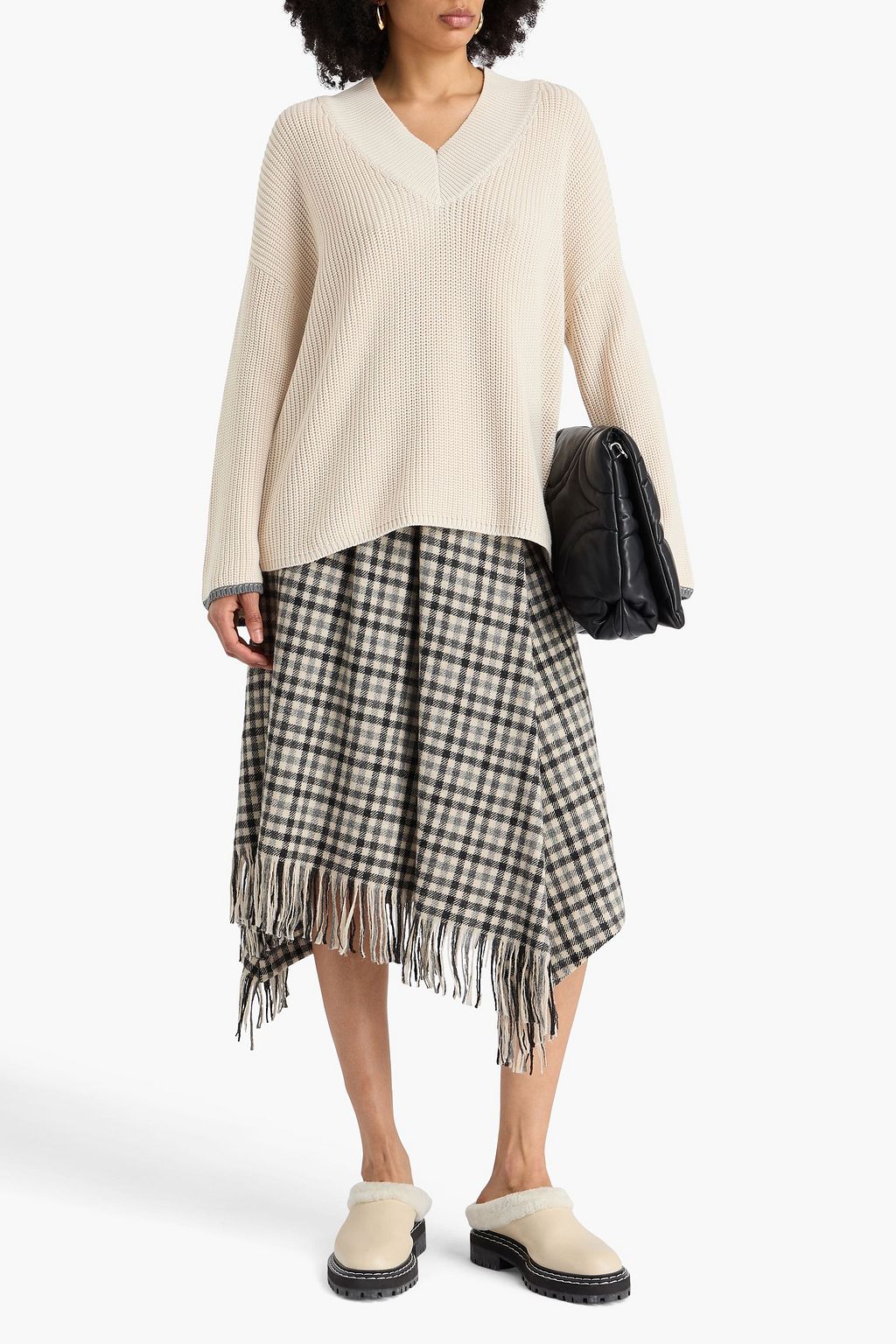 BRUNELLO CUCINELLI Bead-embellished ribbed cotton sweater
