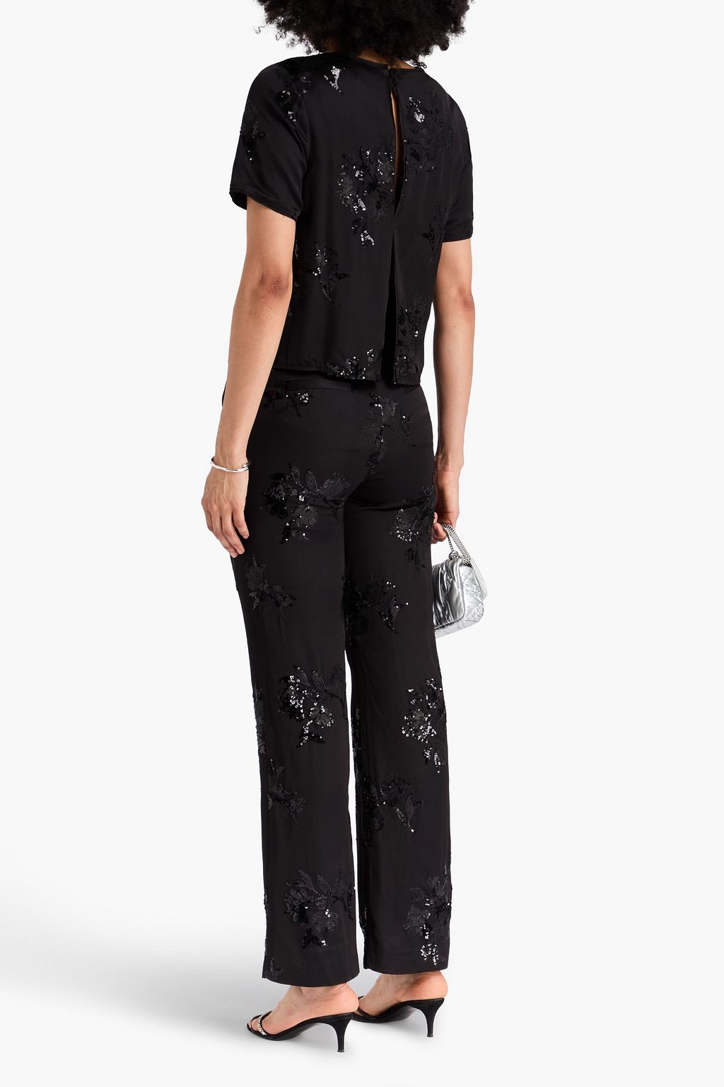 CLAUDIE PIERLOT Sequin-embellished satin straight-leg pants