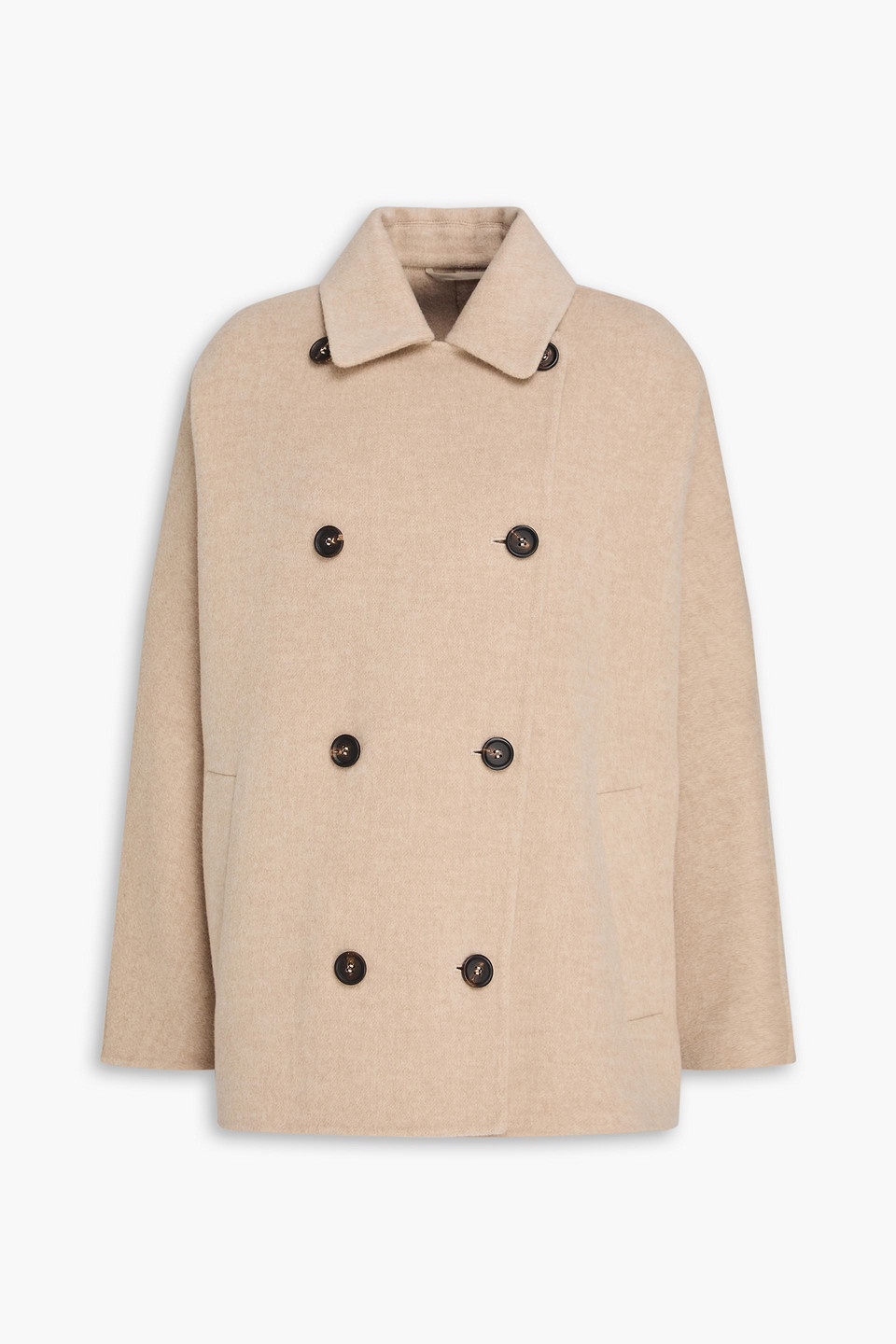 Brunello Cucinelli Double-breasted Wool And Cashmere-blend Felt Coat In Neutral