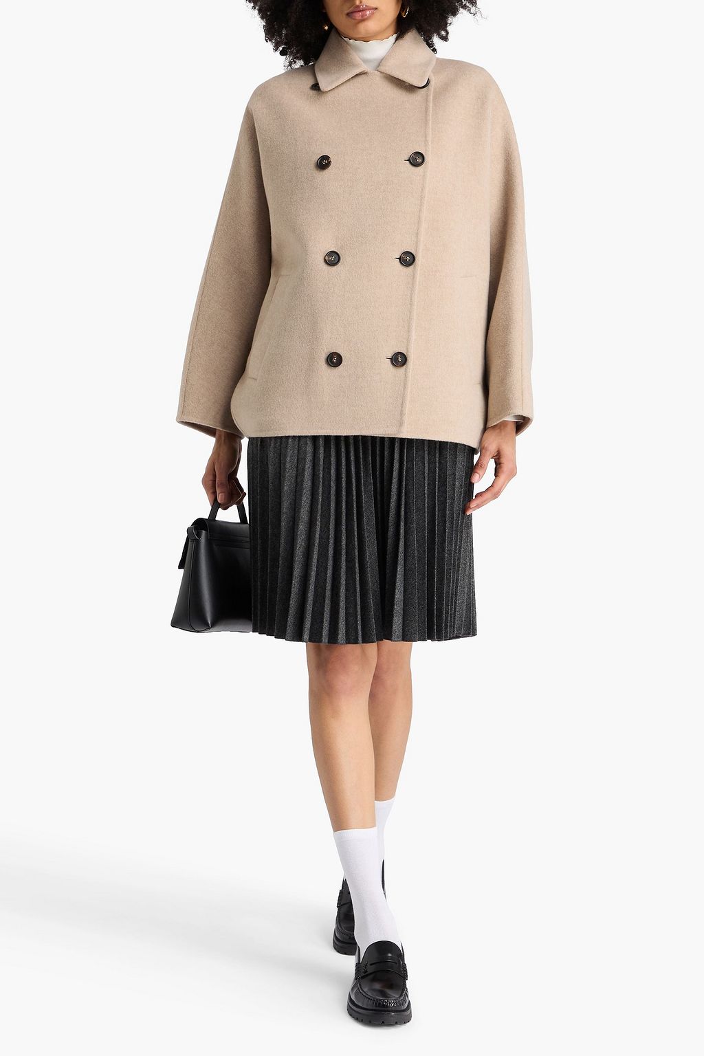 BRUNELLO CUCINELLI Double-breasted wool and cashmere-blend felt coat